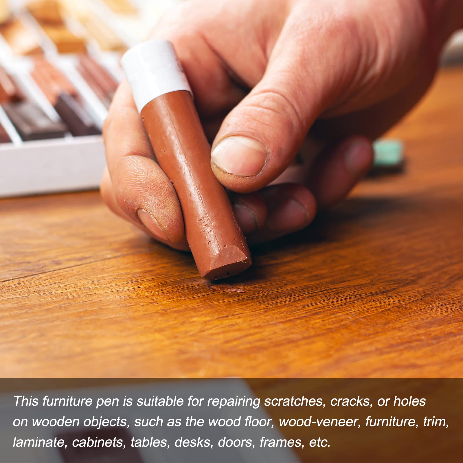uxcell Wood Wax Filler Stick - Furniture Repair Crayons for Scratches & Holes, Wood Touch Up Wax Paint Pens for Laminate Floors, Tables, Desks (Khaki) | Perfect for DIY Home Improvement & Woodworking Projects