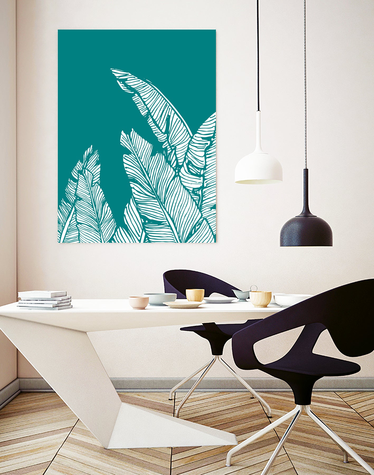 Premium Banana Leaves on Teal - Natural Eco-Friendly Tableware for Tropical Party Decor, Hawaiian Luau, Asian Cuisine & Boho Wedding Centerpieces