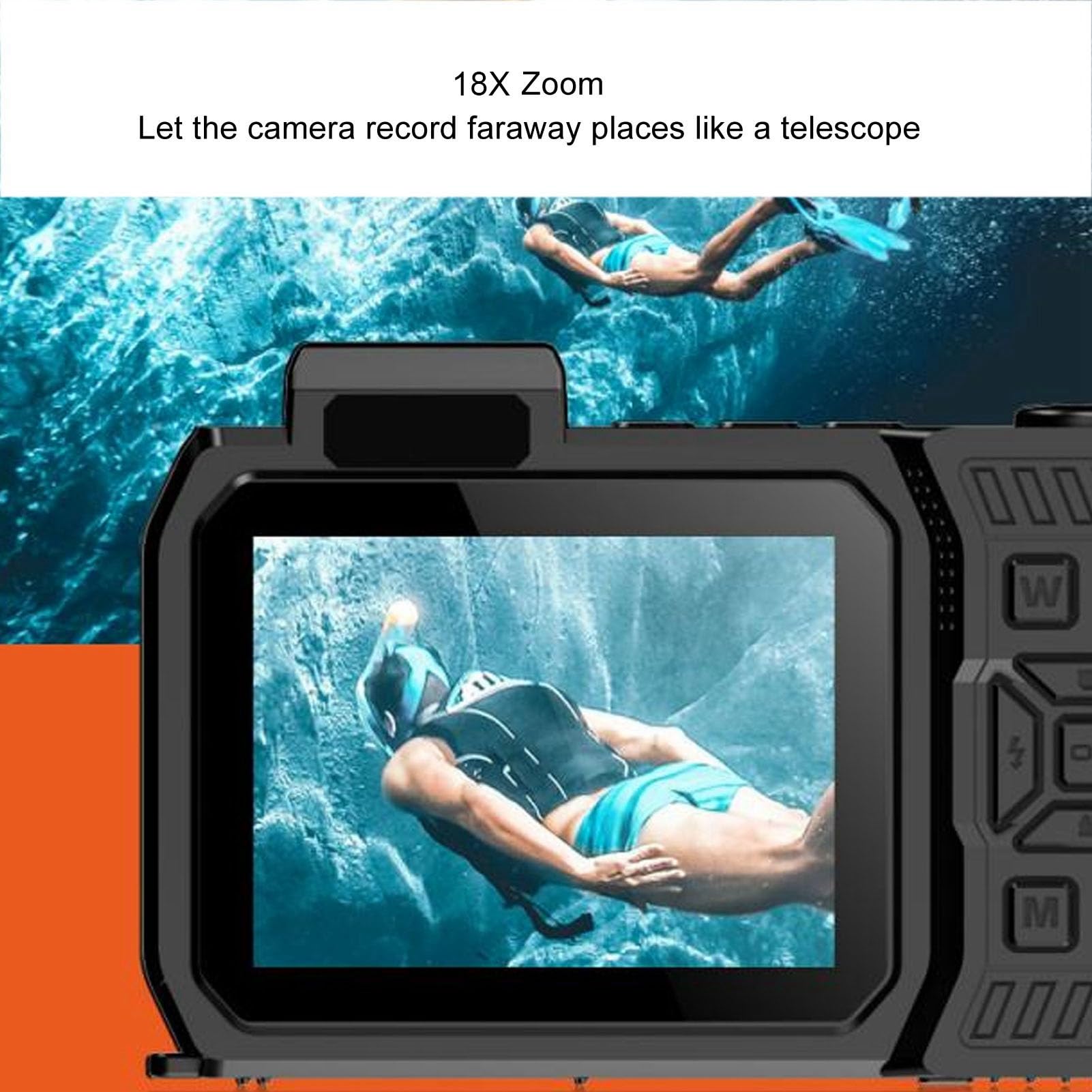 4K Underwater Camera 11FT Waterproof 48MP Autofocus Dual Screen Selfie Digital Camera for Snorkeling, Diving, Swimming & Beach Vacations - Compact Travel Camera (Black)