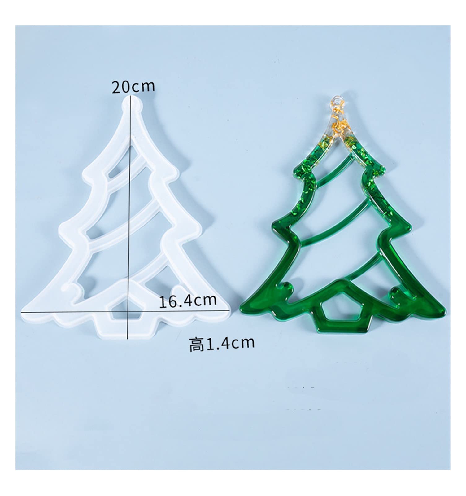 Wtuxchib Hollow Tree Silicone Resin Mold - Christmas Series Epoxy Molds for DIY Crafting (Star, Bell, Moon Shapes) - Perfect for Holiday Decorations & Handmade Jewelry Making