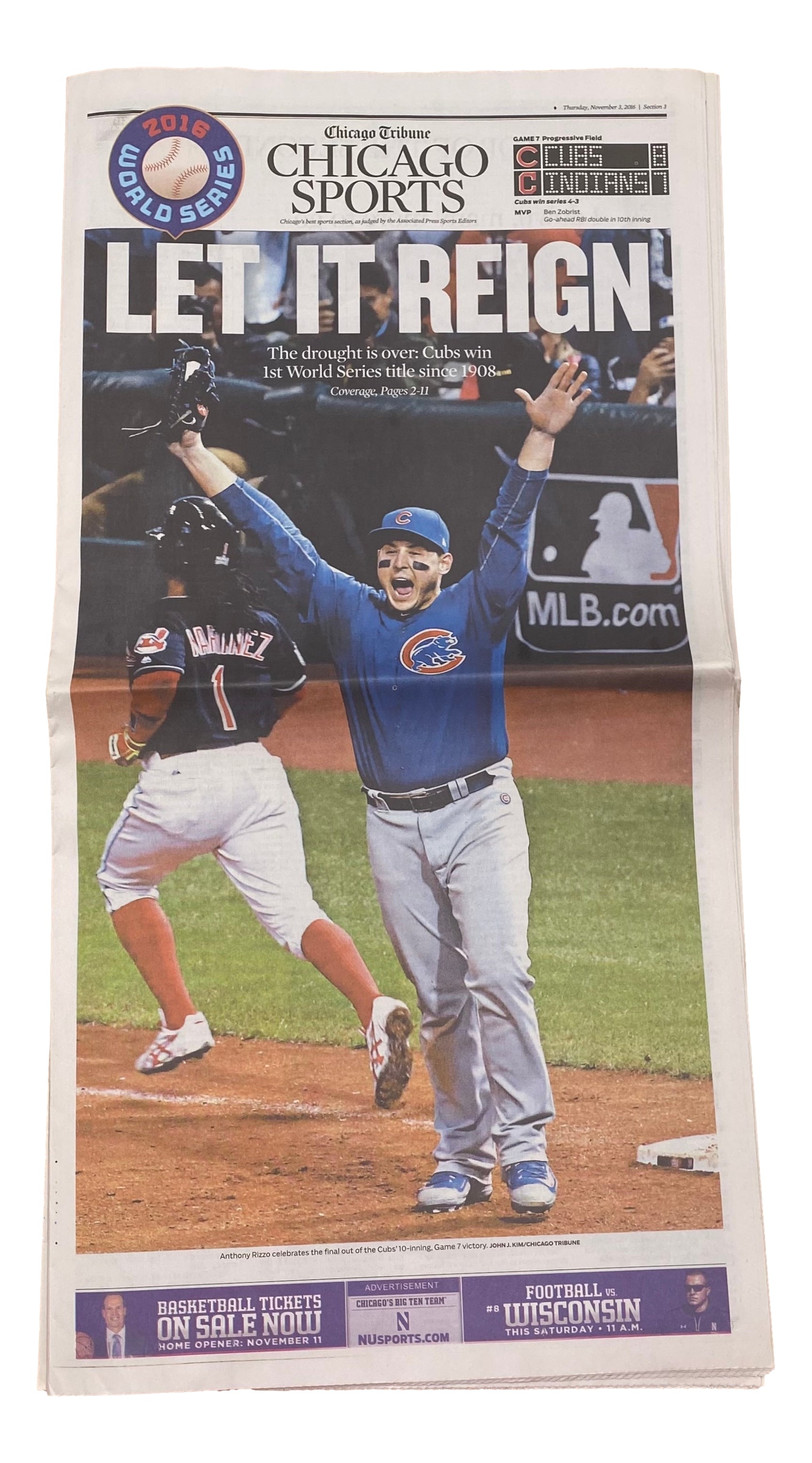 Chicago Cubs 2016 World Series Championship Commemorative Newspaper - Chicago Tribune November 3 Edition - Perfect for Baseball Fans, Sports Memorabilia Collectors & Home Decor