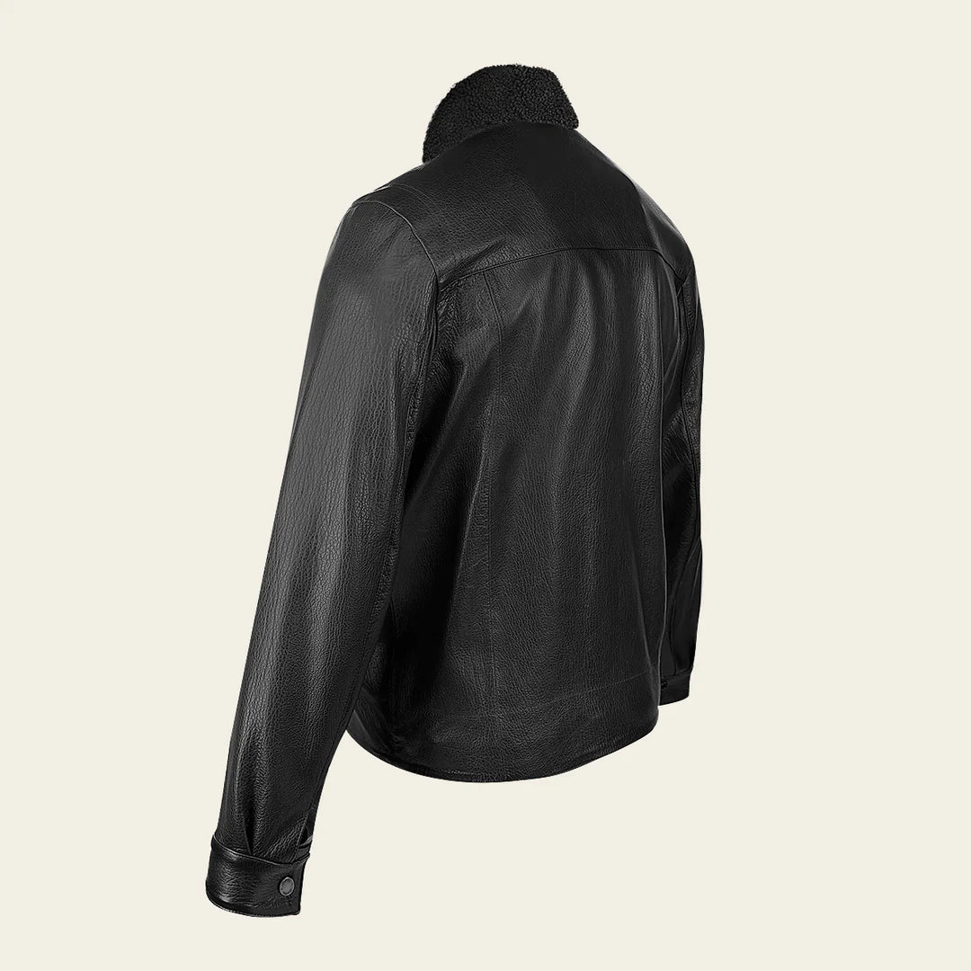 H363BOB Cuadra Black Dress Casual Fashion Aviator Leather Jacket for Men - Stylish Outerwear for Everyday Wear & Night Out