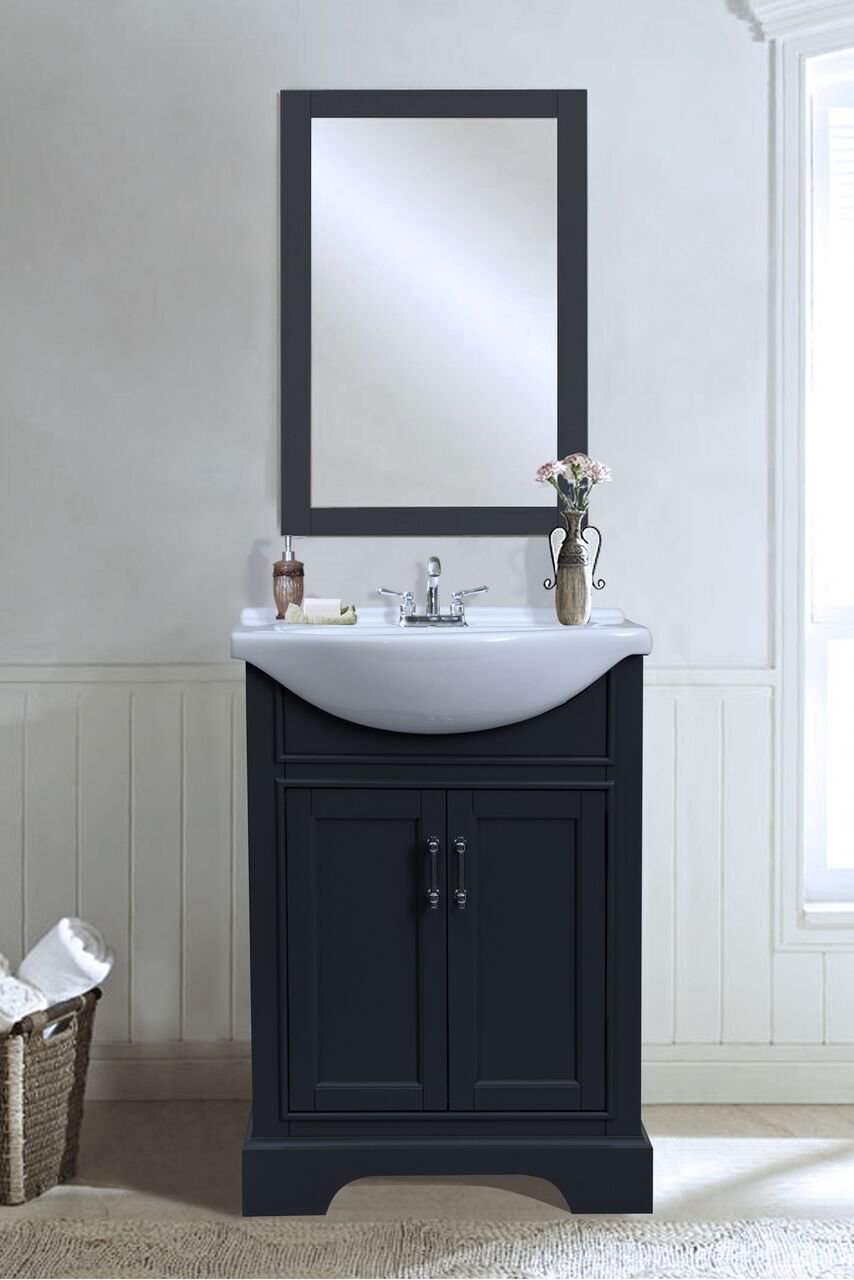 Legion Furniture Bathroom Mirror with LED Lights - 24x36 Inch Modern Wall Mirror for Vanity, Dark Grey - Perfect for Makeup, Shaving & Home Decor