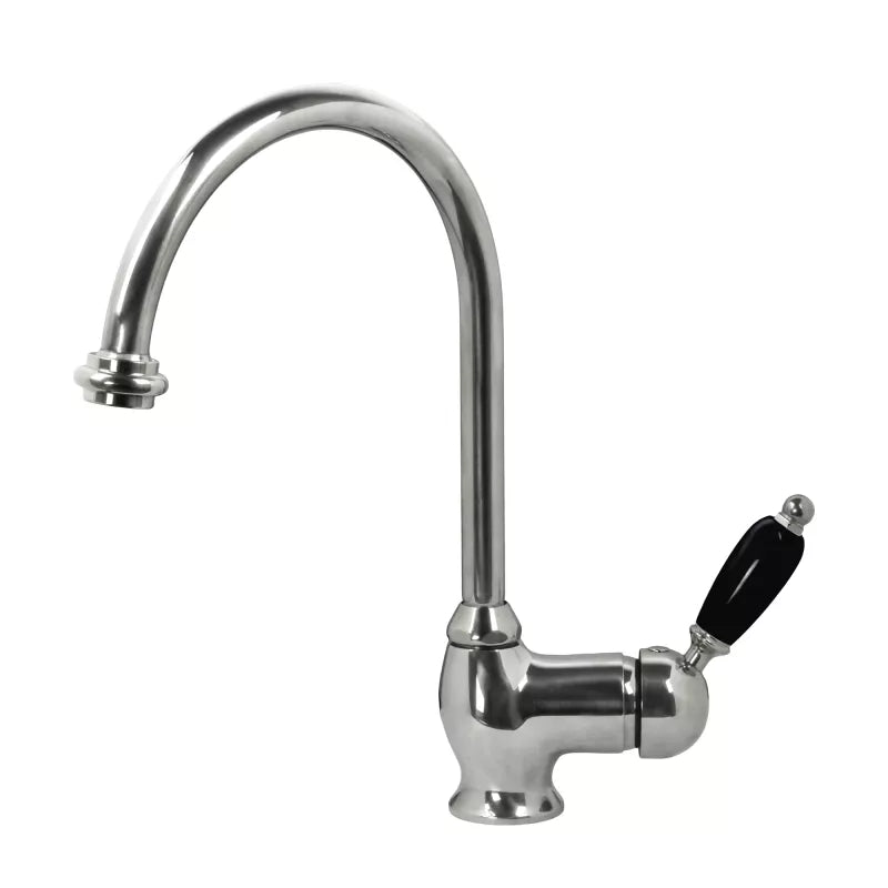 Finsbury Chrome Kitchen Faucet with Black Handle - Modern Single Lever Sink Mixer for Home & Restaurant Use