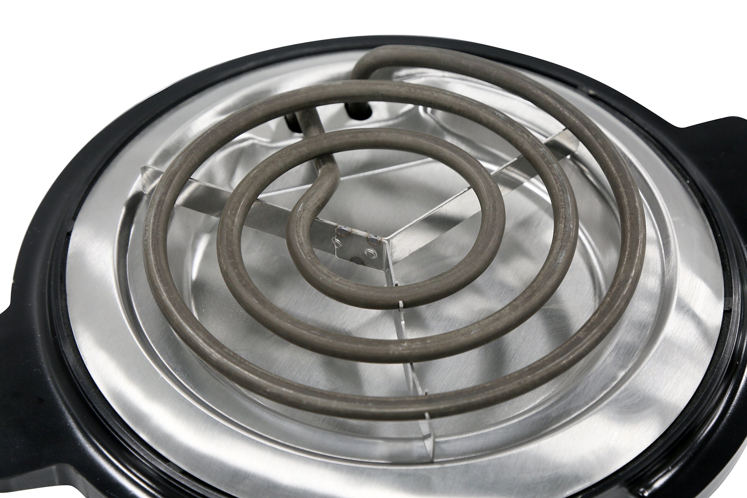 Elite Gourmet ESB-300X 1000W Electric Hot Plate with Temperature Control - Portable Single Burner for Cooking, Boiling & Simmering - Perfect for Dorms, Offices & Small Kitchens - Easy Clean Black Countertop Coil Heater