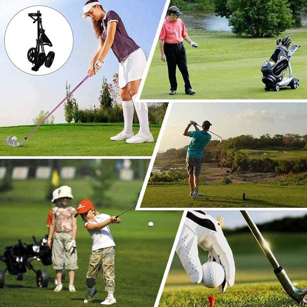 Lightweight Aluminum 2-Wheel Golf Push Cart - Foldable & Compact Golf Trolley with Storage | Perfect for Golf Course, Driving Range & Outdoor Sports | Durable Pull Caddy Cart for Easy Transport
