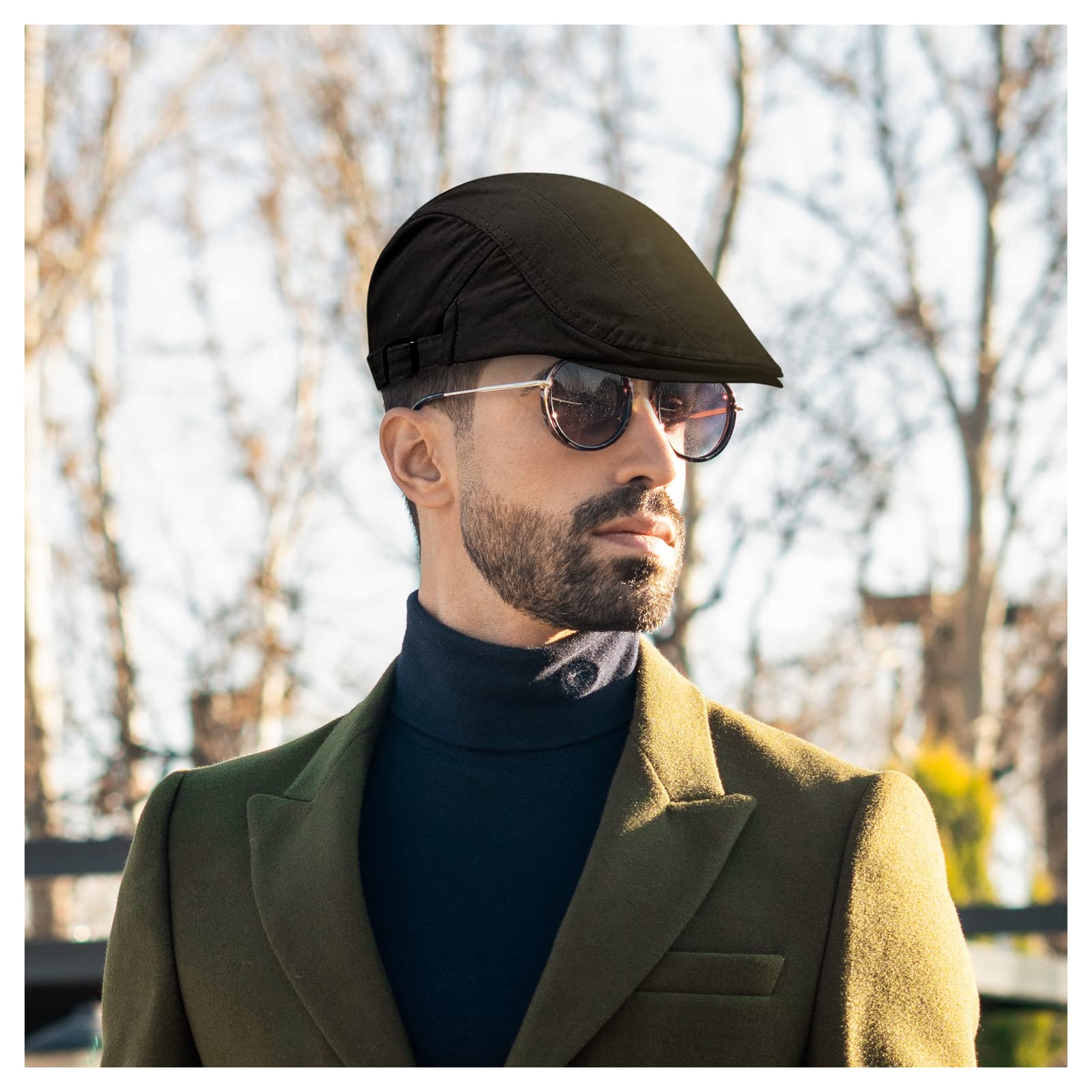 FuninCrea Adjustable Men's Cotton Flat Cap - Newsboy Gatsby Ivy Irish Beret Style Hat for Golf, Driving & Hunting | Classic Casual Wear for Outdoor Activities