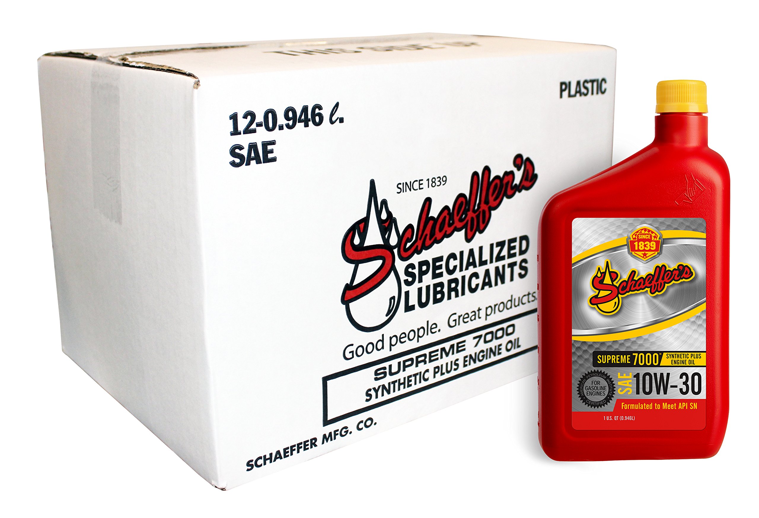 Schaeffer 0703-012 Supreme 7000 Synthetic Plus 10W-30 Gasoline Engine Oil - 1 Quart Bottle (12 Pack) | High Performance Motor Oil for Cars, Trucks & SUVs | Ideal for Daily Commuting, Highway Driving & Extreme Weather Conditions