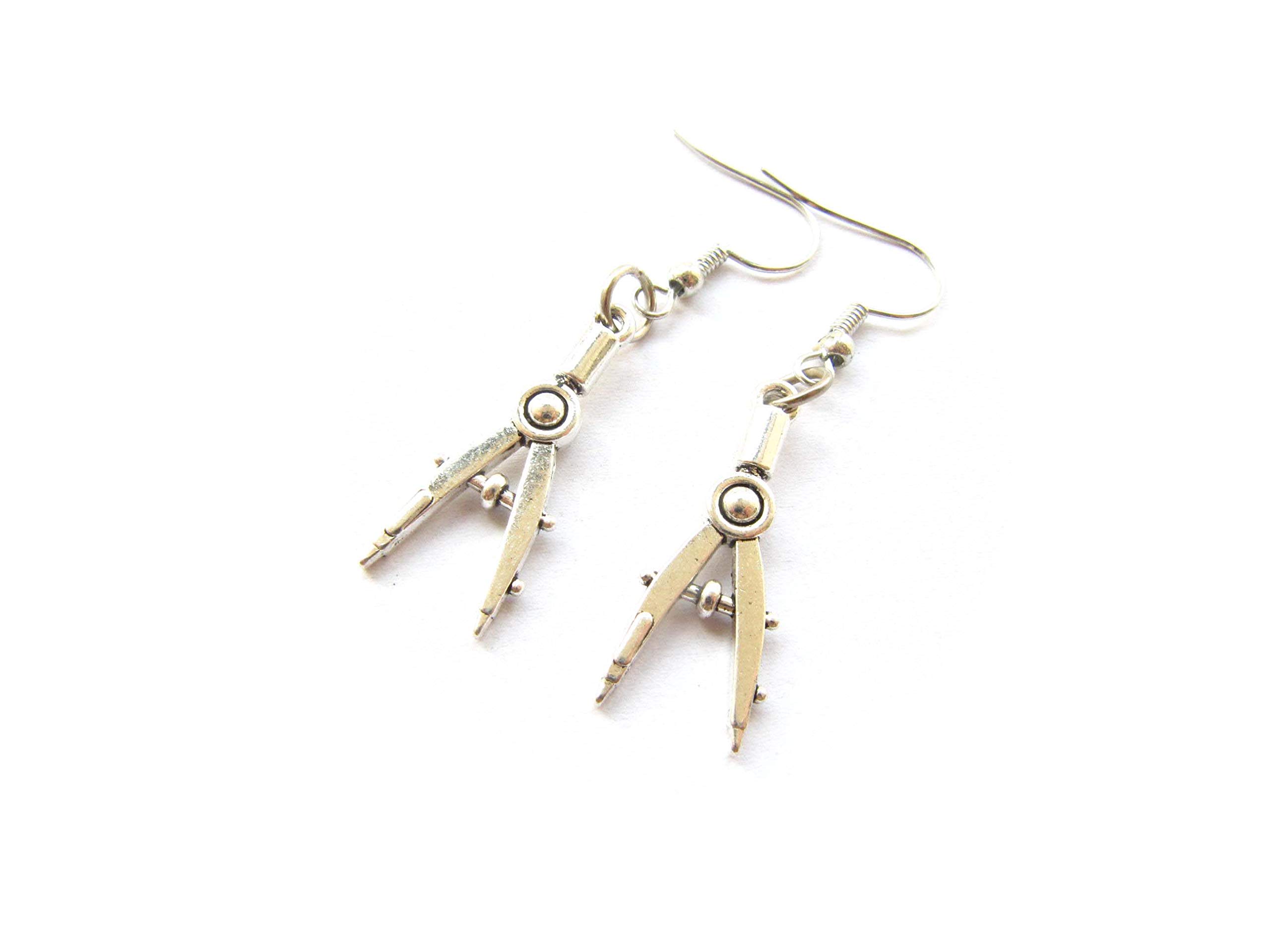 Creative Funny Dangle Earrings - Hollow Out Compass Ruler Set Square Drop Earrings Punk Jewelry for Women | Perfect for Punk Fashion, Cosplay & Everyday Wear