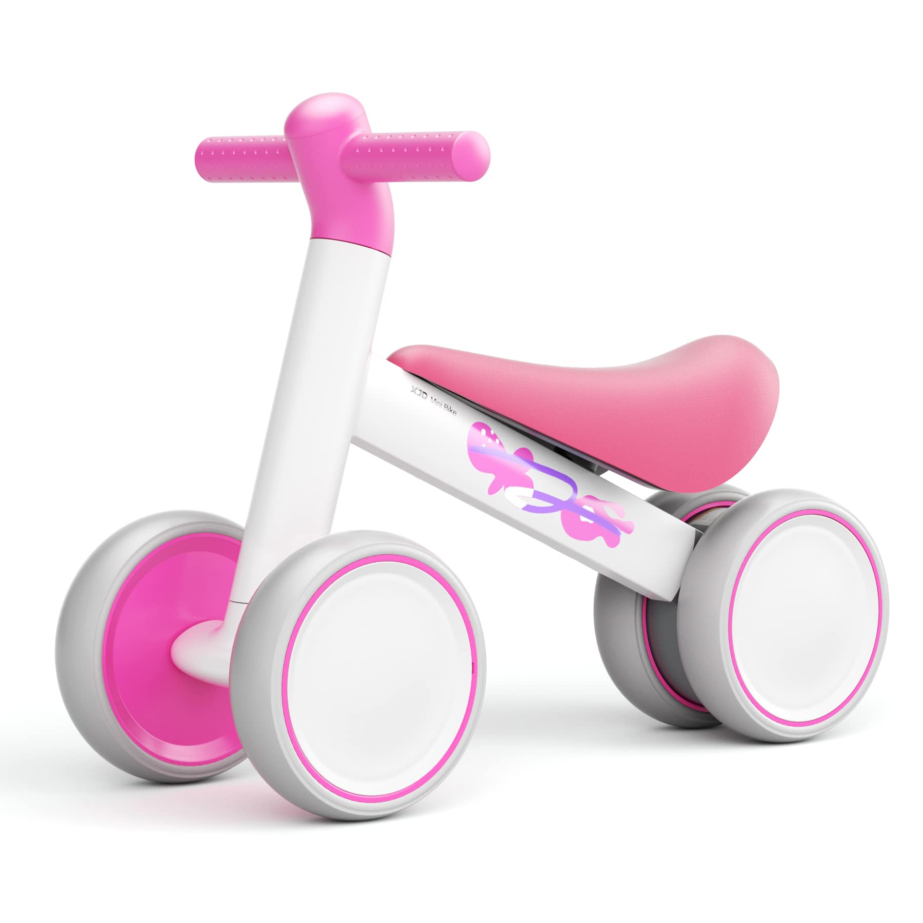 XJD Baby Balance Bike for 1-2 Year Old Toddlers | No Pedal Training Bike with 4 Wheels | First Bike for 10-24 Month Old Boys & Girls | Perfect Birthday Gift & Learning Riding Toy (White) - Ideal for Indoor Play, Outdoor Park Rides & Early Childhood Development