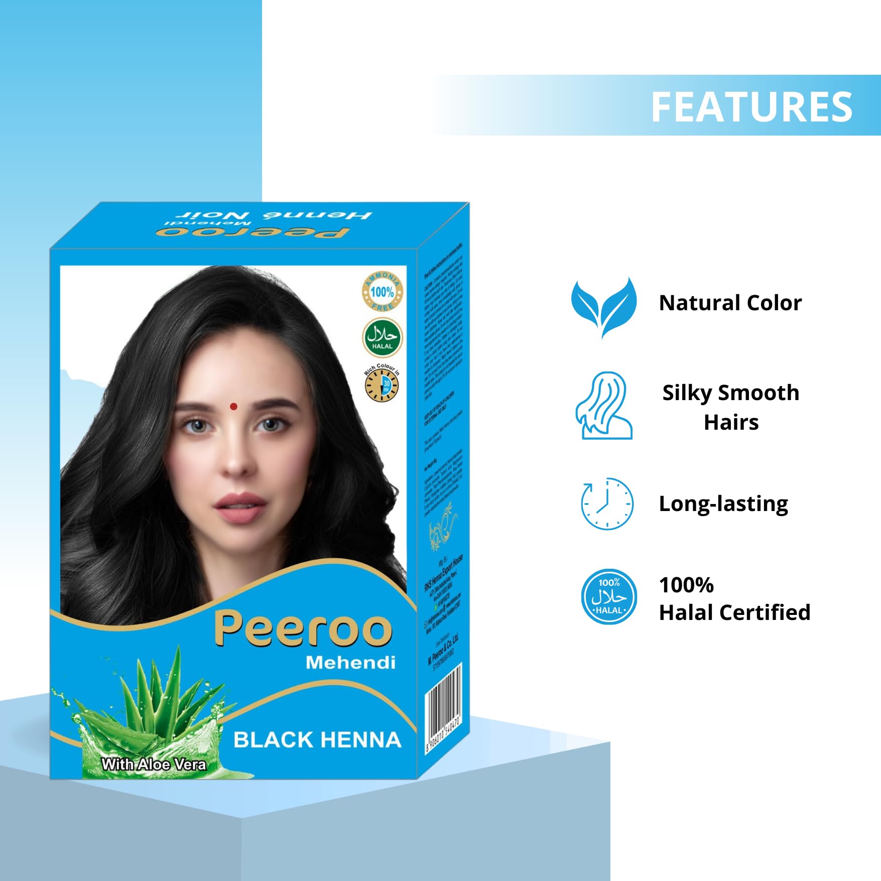 RKS Natural Peeroo Herbal Hair Color Powder for Women - 100% Pure, Ammonia-Free Black Hair Dye with Henna | 60g (Pack of 2) | Safe Gray Coverage & Natural Hair Conditioning for Daily Use or Special Occasions