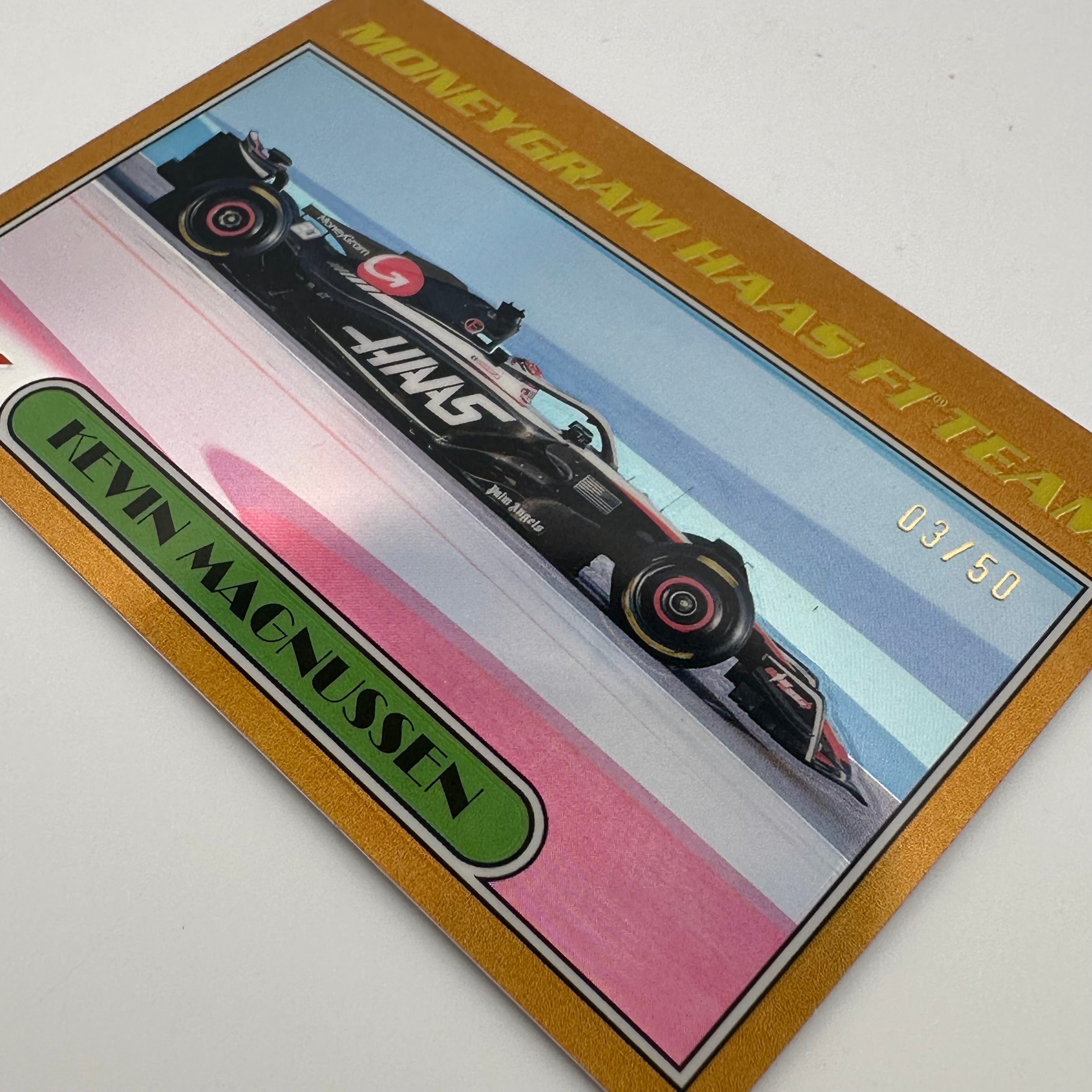 2023 Topps Chrome Kevin Magnussen #AU77 KM Gold 3/50 - Rare Racing Driver Trading Card for Collectors & F1 Fans