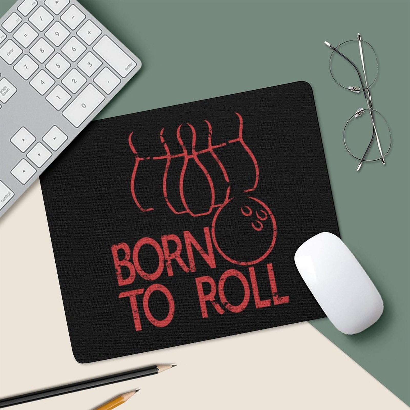 Bowling Bron Printed Non-Slip Square Mouse Pad - Durable Computer Mouse Mat for Laptop, Home, Office, and Gaming Setups