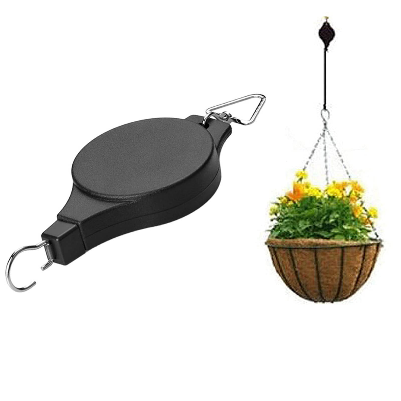 Retractable Plant Hanging Hook Pulley - Adjustable Pull Down Hanger for Garden Pots, Baskets & Bird Feeders (1 Pack) - Perfect for Indoor/Outdoor Plant Display & Space Saving Storage