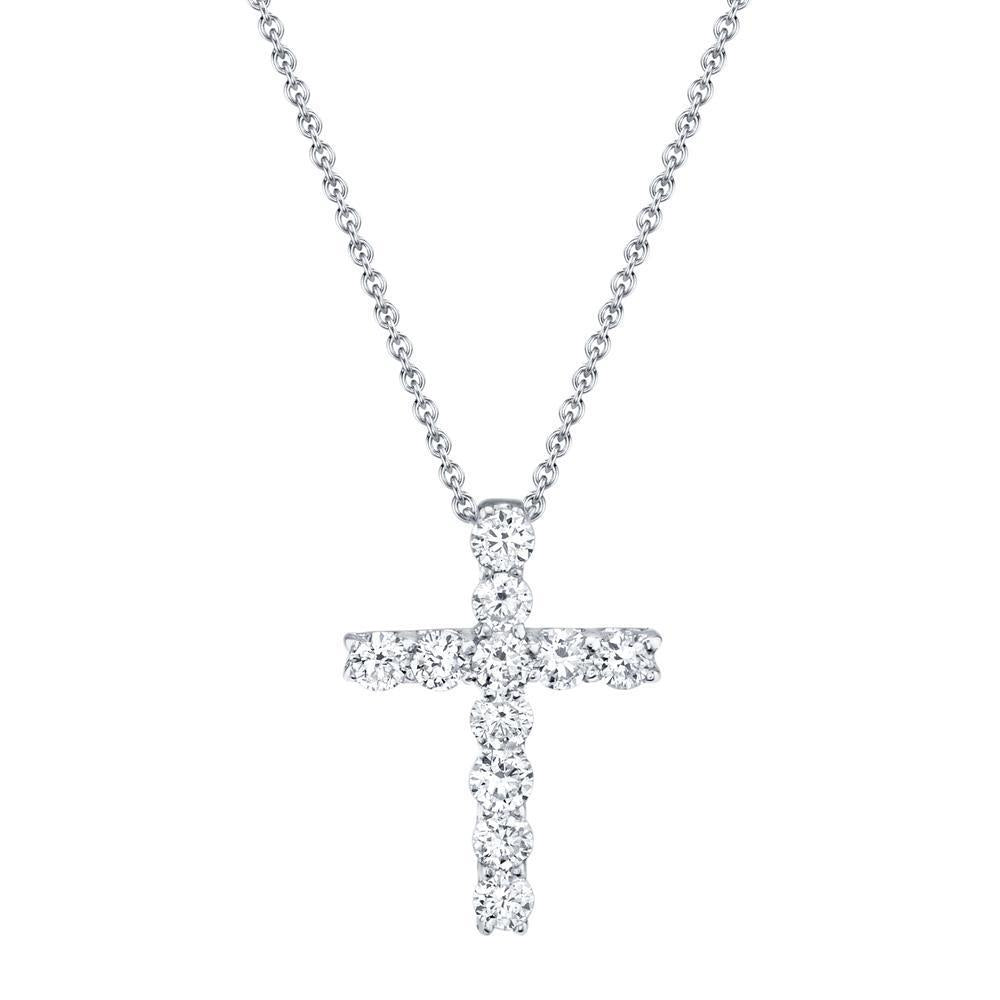 14K Gold 0.32 CTW Diamond Cross Pendant Necklace for Women - Elegant Religious Jewelry Gift for Christmas, Baptism & Special Occasions