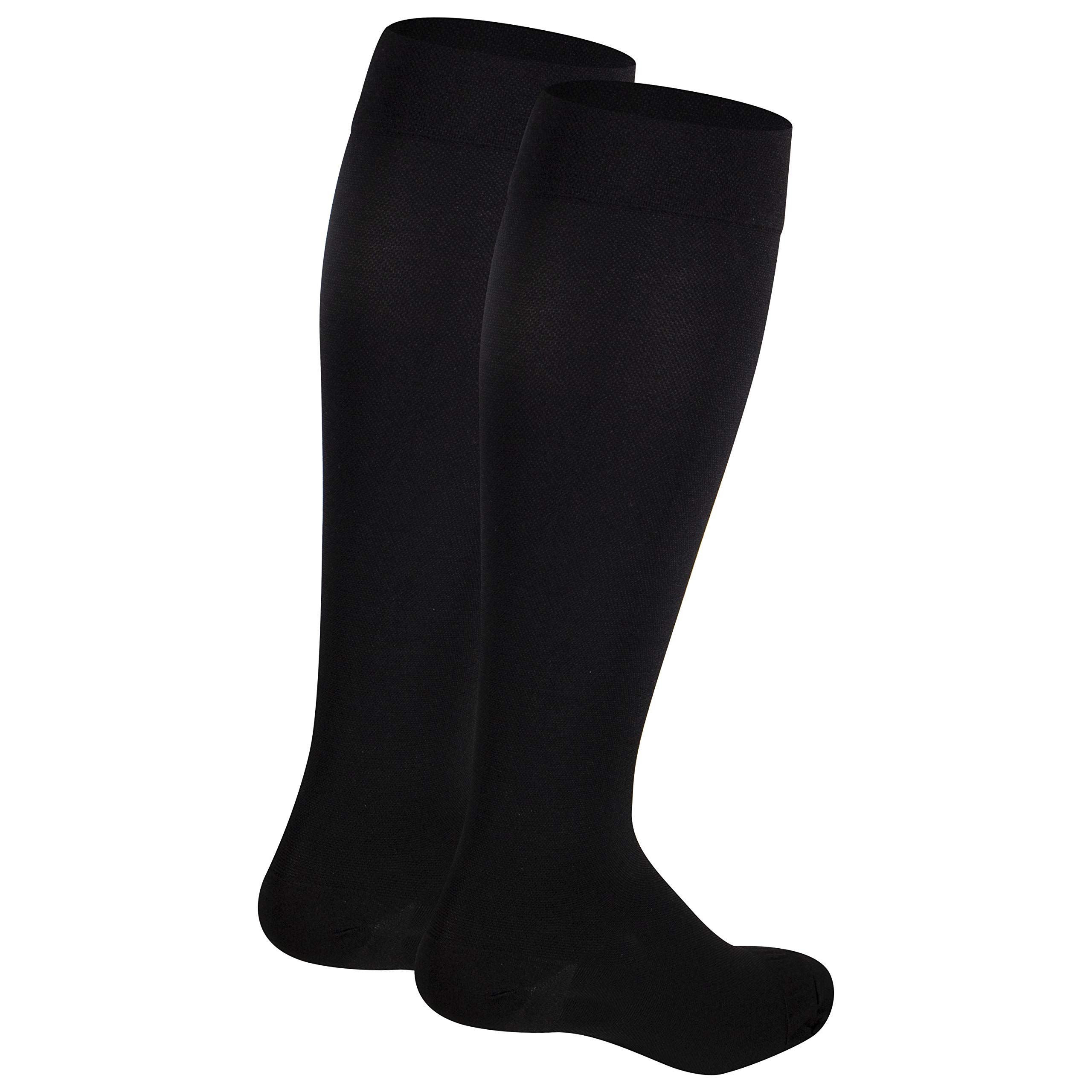 NuVein Medical Compression Stockings 15-20 mmHg - Knee High Support Socks for Women & Men - Closed Toe Black Medium - Ideal for Travel, Varicose Veins & Circulation Support