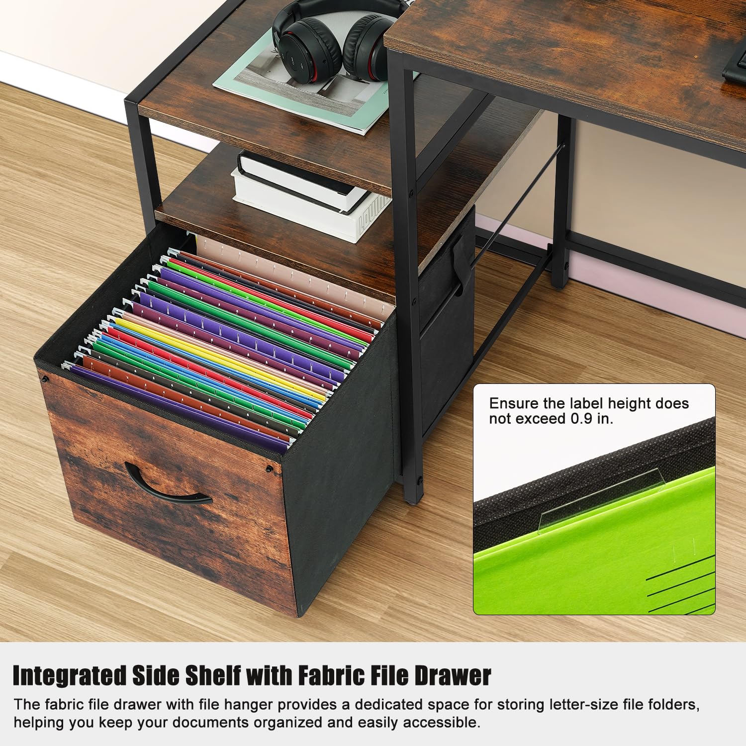 TOPSKY 62.4 Inch Bamboo Computer Desk with Storage Shelf & File Drawer - Home Office Desk with Monitor Stand, Study Table for Letter Size Documents | Perfect for Small Spaces, Remote Work & Online Learning