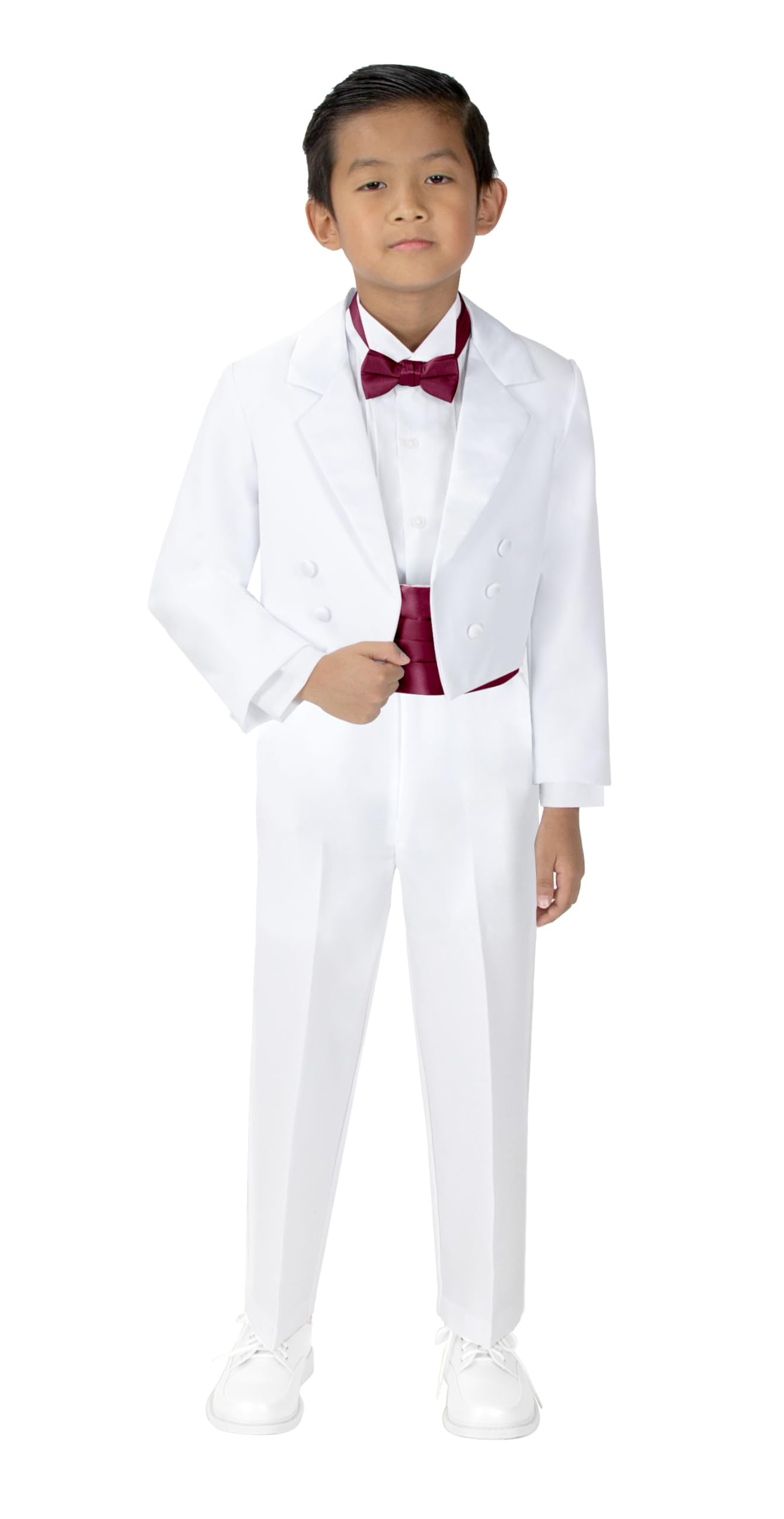 Classic Boys' White Spring Notion Tuxedo with Tail - Perfect for Weddings, Prom, and Formal Events