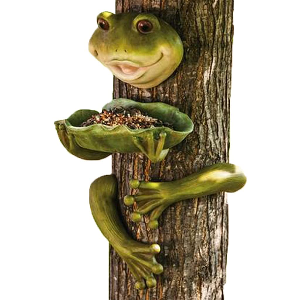 Cute Frog Bird Feeder - Handmade Resin Animal Ornament for Outdoor Garden & Yard Decoration - Perfect for Attracting Birds & Enhancing Garden Aesthetics