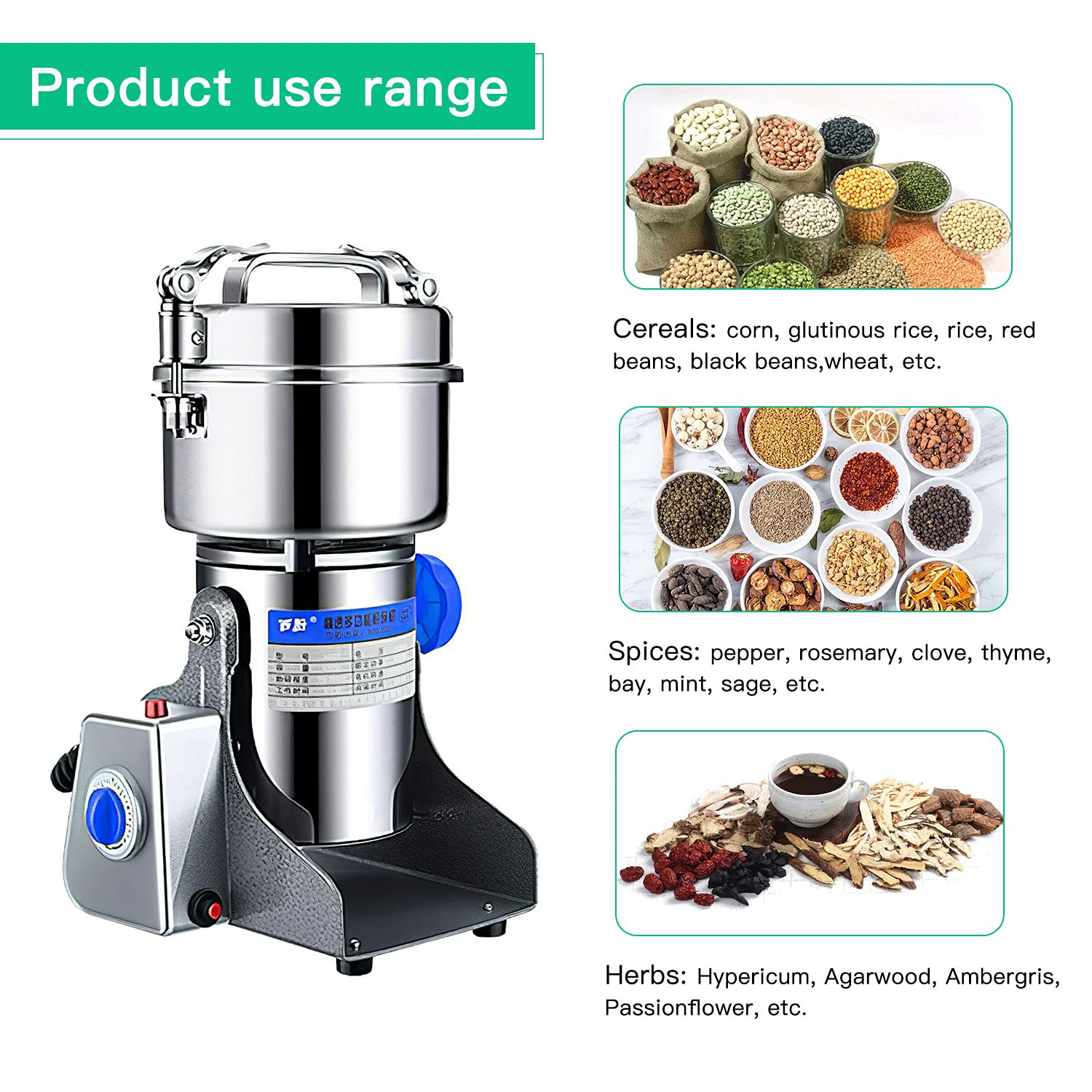 Premium Electric Coffee Grinder - Stainless Steel Spice & Herb Mill for Coffee Beans, Nuts, Grains & Spices | Perfect for Home, Office & Coffee Shops | Fast & Quiet Grinding