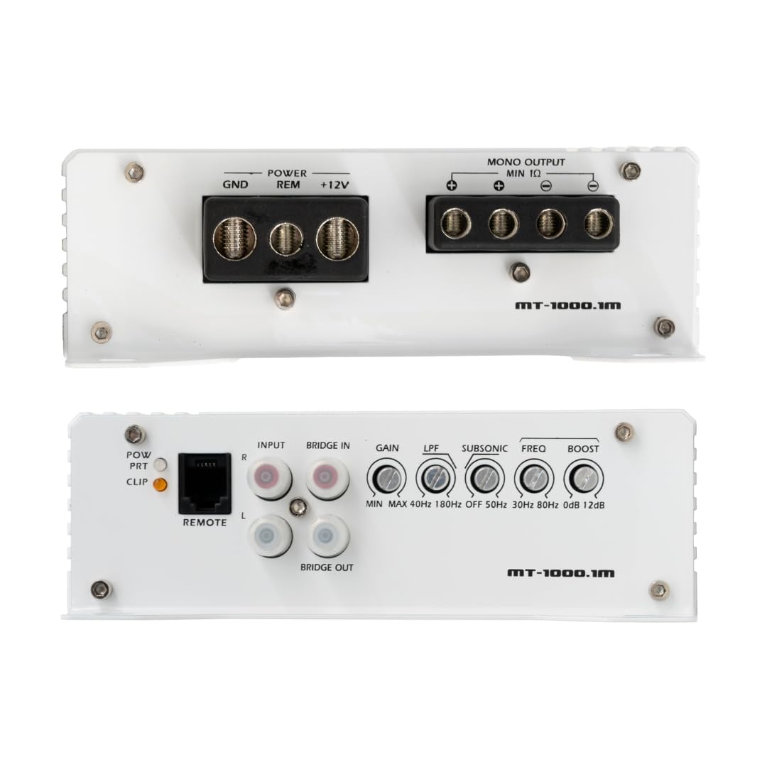 Stinger Audio MT-1000.1M 1000W RMS Monoblock Marine Amplifier - Class D Waterproof Subwoofer Amp with MOSFET, Remote Bass Control, Subsonic & Low-Pass Filters, Bass Boost - Perfect for Boats, Marine Vehicles & Outdoor Audio Systems