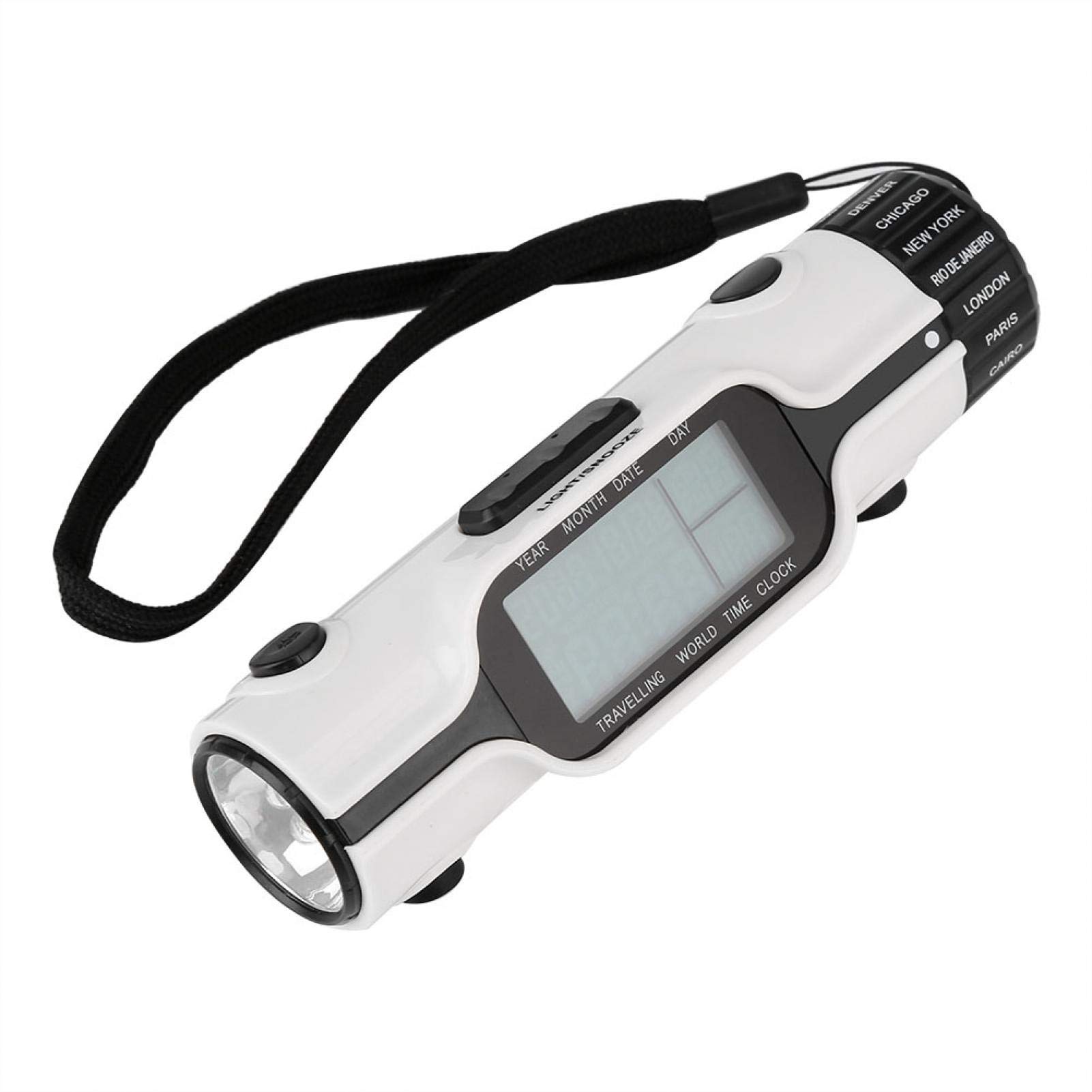 Phisscii LED Digital Alarm Clock with Flashlight, World Time, Thermometer - Perfect for Travel, Camping & Outdoor Adventures