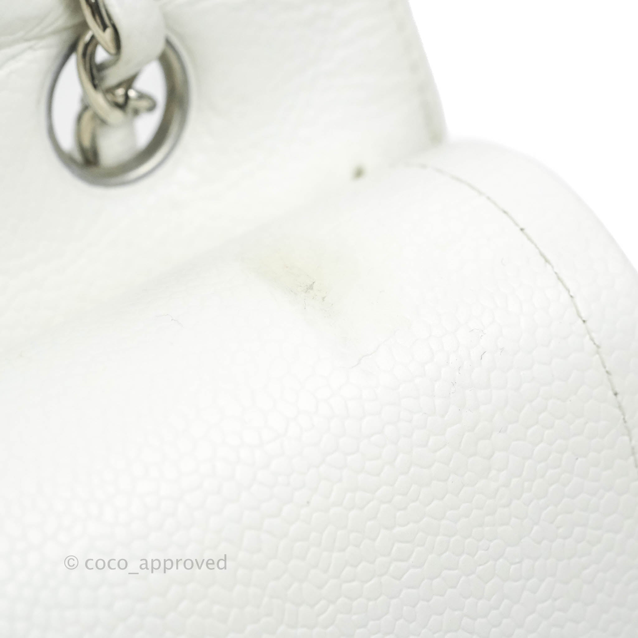 Chanel Classic M/L Medium Double Flap Bag in White Caviar Leather with Silver Hardware - Perfect for Luxury Fashion, Evening Events & Designer Handbag Collection