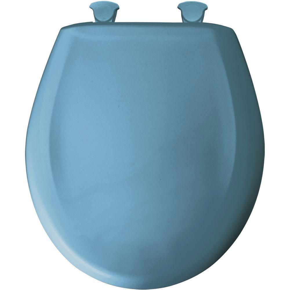 Bemis Round Closed Front Toilet Seat in New Orleans Blue 580165 - Durable Bathroom Toilet Seat for Home, RV & Commercial Use