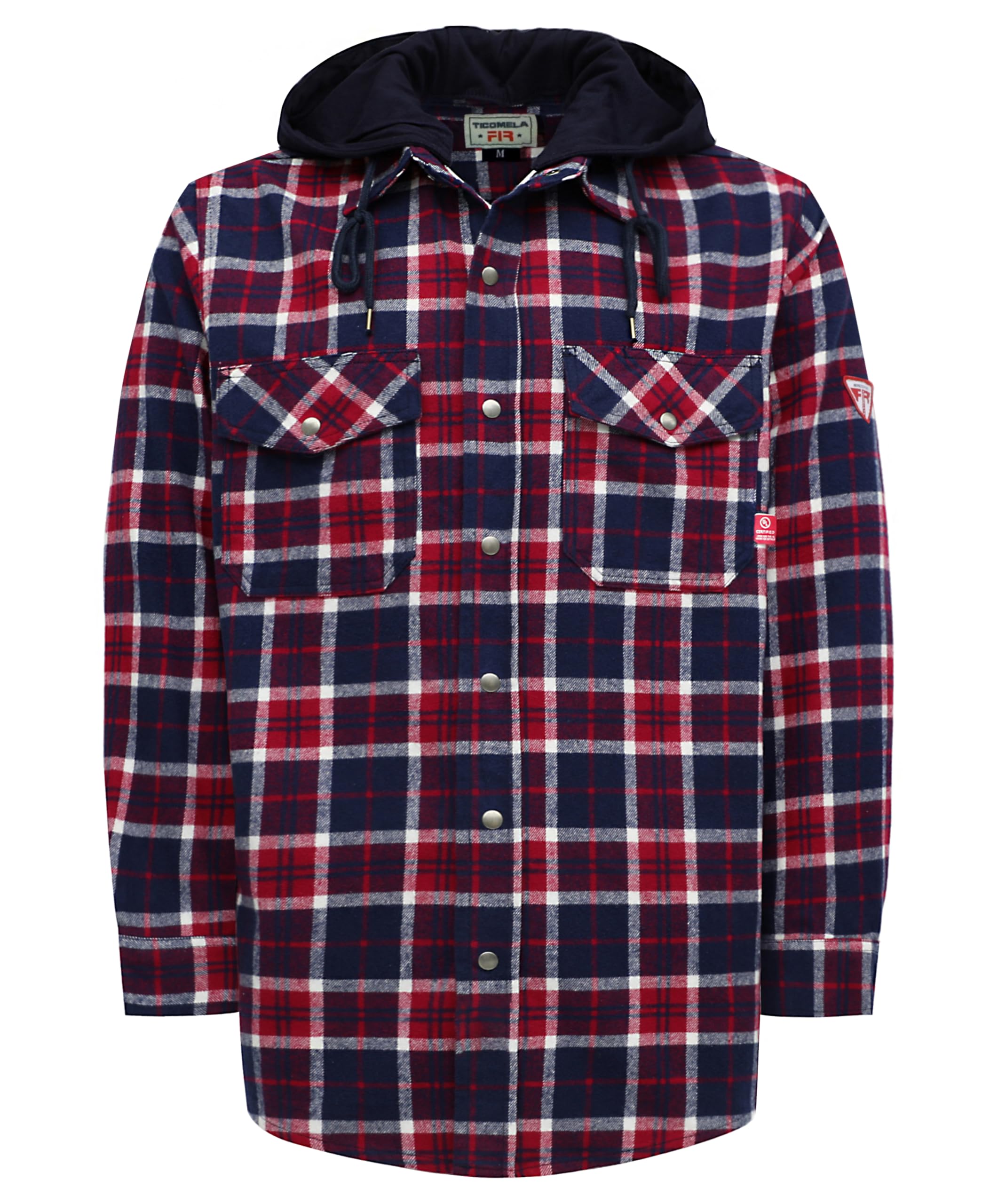 TICOMELA FR Men's Heavyweight 8.5oz Flame Resistant Flannel Shirt - Fire Retardant Plaid Welding Jacket for Construction & Outdoor Work Safety