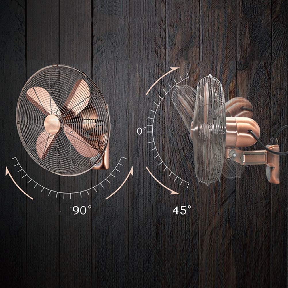 Vintage Metal Wall Mount Oscillating Fan - Remote Control, 3 Speed Settings, Quiet Operation (W:400mm/H:450mm) - Perfect for Bedroom, Living Room, Office & Industrial Spaces
