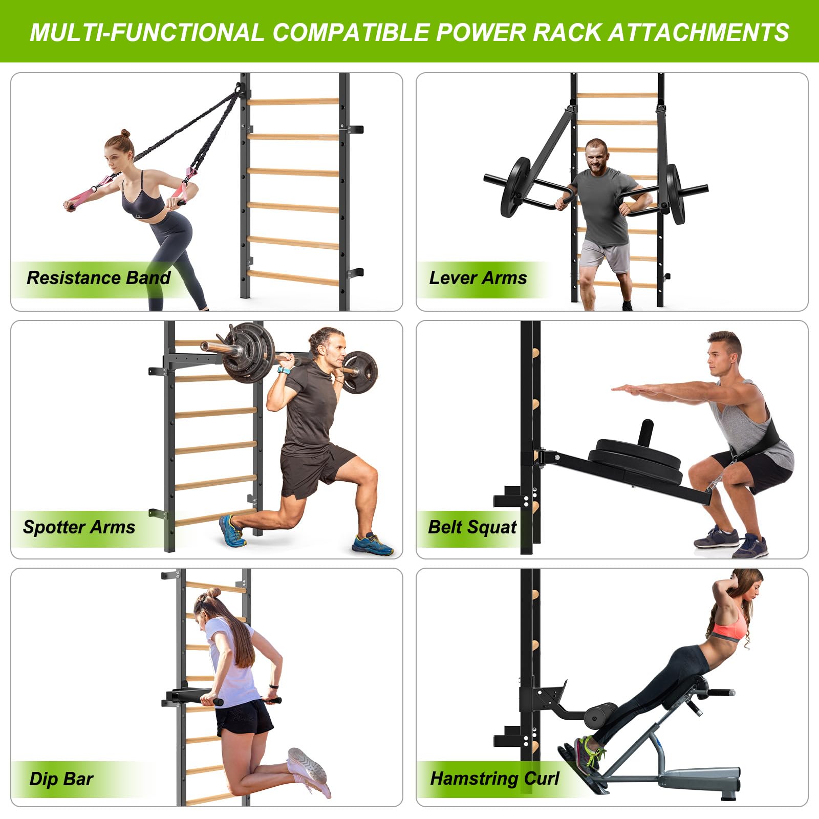 Premium Wood Stall Bar & Swedish Ladder with Pull-Up Bar - 11 Adjustable Strategic Rods for Full-Body Workout - Wall Mounted Suspension Trainer for Home Gym, School, Clinic & CrossFit Training - Perfect for Strength Training, Physical Therapy & Functional Fitness Exercises