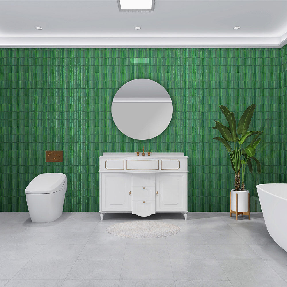 Daintree Forest Mixed Green Kit Kat Gloss Mosaic Tile - Premium Ceramic Wall & Floor Tiles for Kitchen Backsplash, Bathroom, and Shower Decor