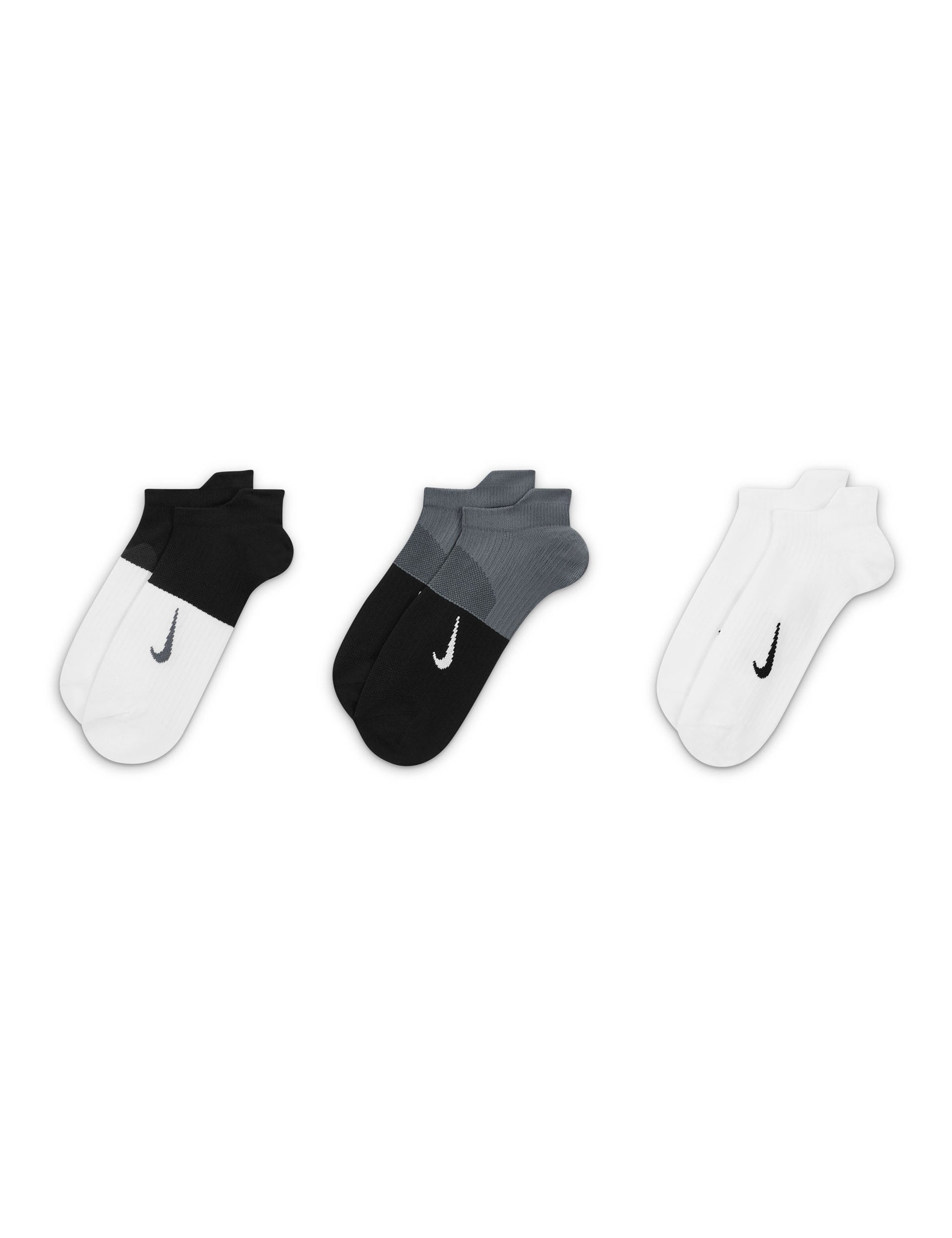 Everyday Plus Lightweight Comfortable Socks (3 Pairs) - White, Black, Grey - Perfect for Running, Workout & Daily Wear