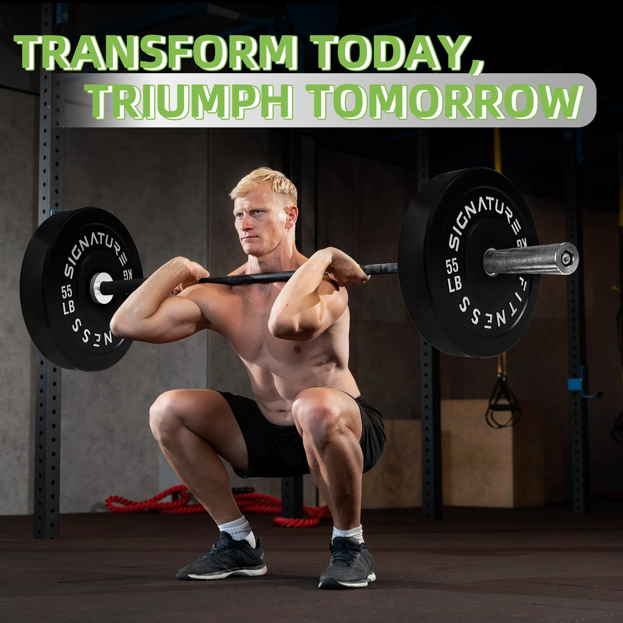 Olympic Bumper Plates 2 Inch - Weight Plates Set for Strength Training, CrossFit & Weightlifting - Pair, Full Set or Combo with 7FT Olympic Barbell - Perfect for Home Gym, Garage Workouts & Professional Training