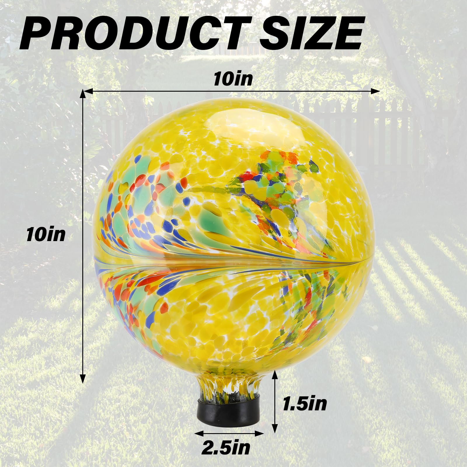10 Inch Yellow Glass Gazing Ball - Reflective Garden Globe for Outdoor Decoration, Yard Ornament, Home & Garden Decor | Perfect for Patios, Lawns, Flower Beds & Landscape Design