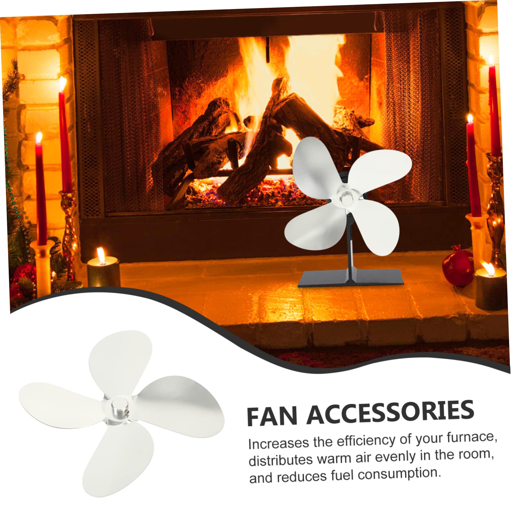 MAGICLULU 3-Piece Fireplace Fan Replacement Kit - 4 Heat-Powered Aluminum Alloy Stove Fan - Easy Installation for Wood Stoves & Fireplaces - Perfect for Home Heating & Energy Efficiency