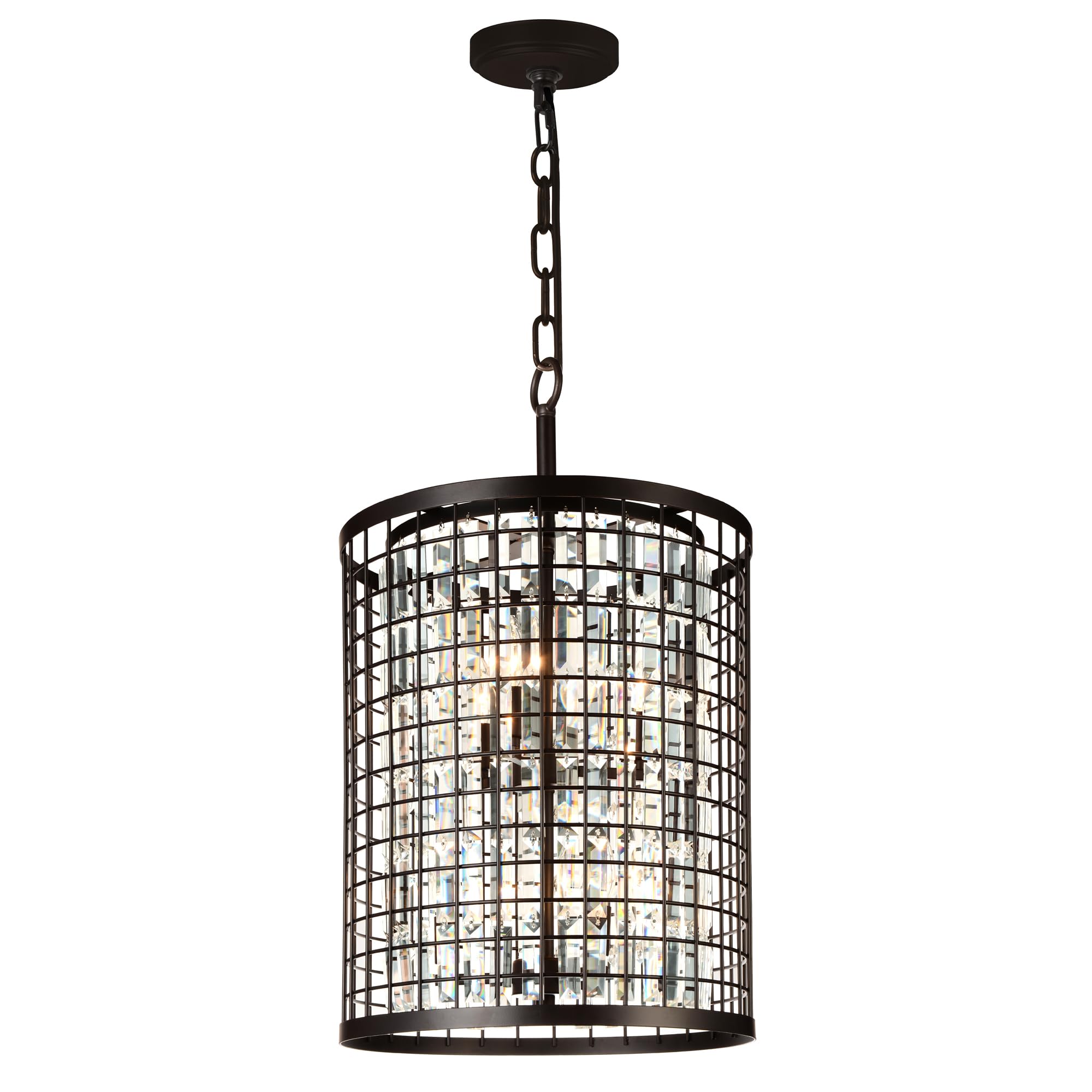 Farmhouse Metal Chandelier - 6-Light Brown Rustic Ceiling Fixture for Dining Room, Kitchen & Living Room | CWI Lighting Meghna Collection