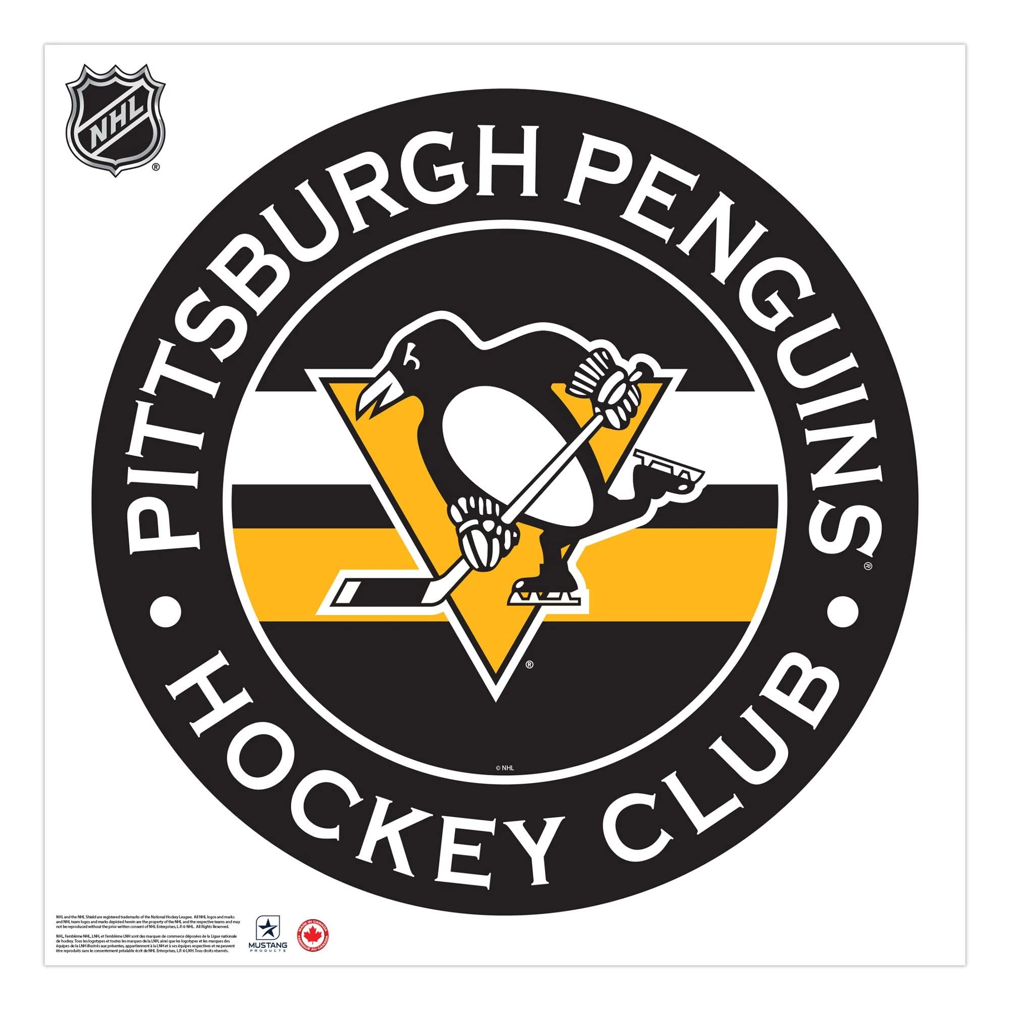 Pittsburgh Penguins Wall Decal 36x36 - Sports Room Decor for Fans