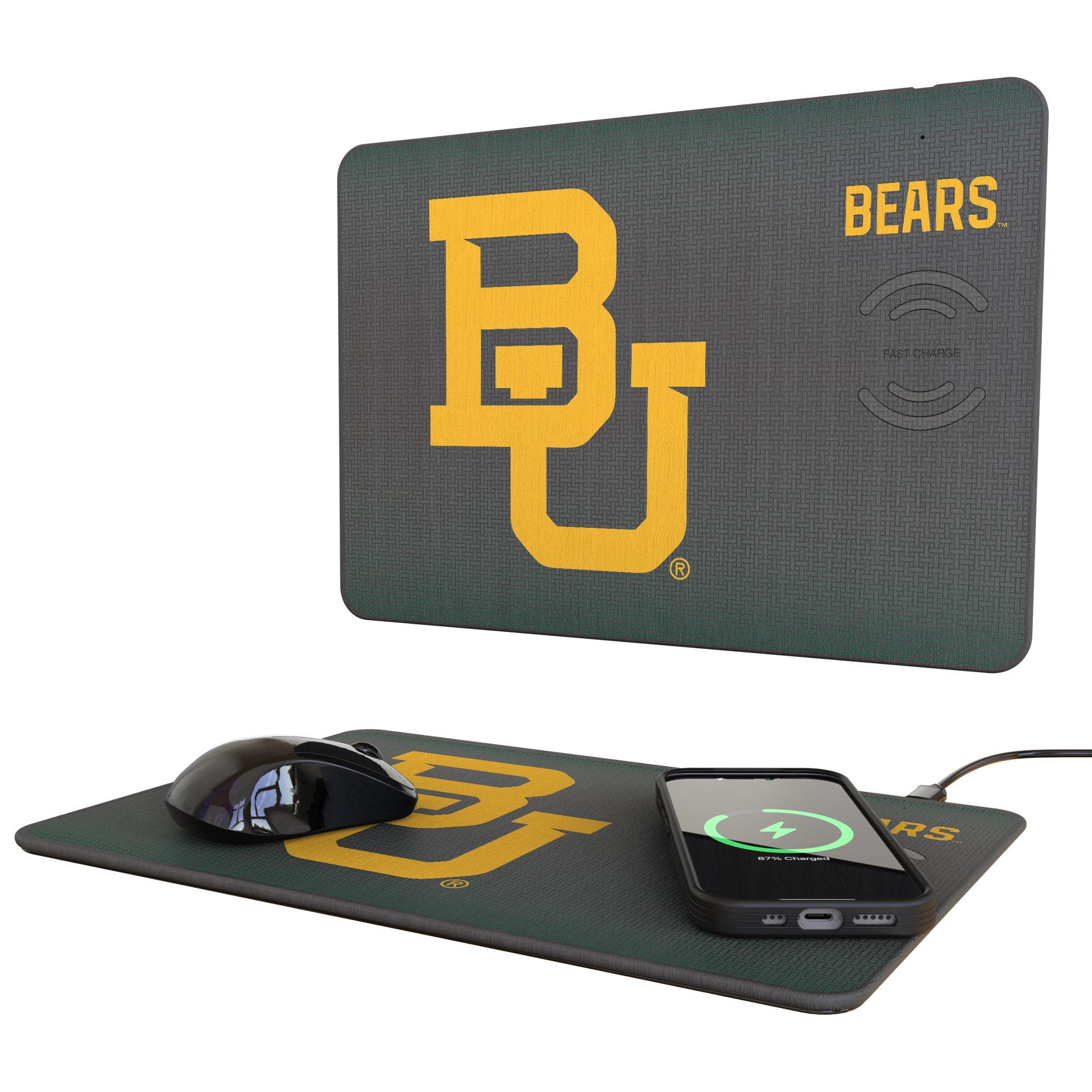 Baylor University Bears Themed 15W Wireless Charging Mouse Pad - Perfect for Gaming, Office & Home Desk Accessories