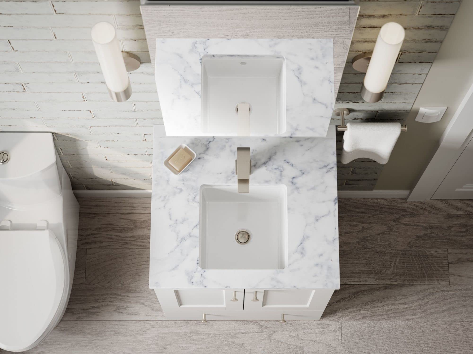 Kohler 8188-7 Black Bathroom Sink - Modern Drop-in Porcelain Basin for Bathroom Vanity, Powder Room & Guest Bath Installation