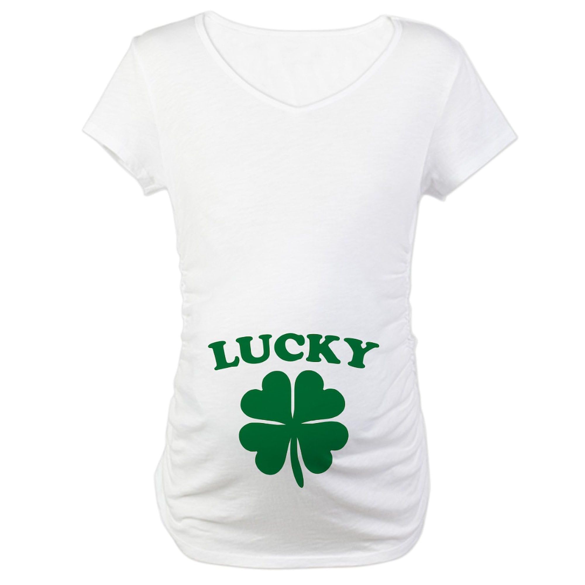 Lucky St. Patrick's Day Maternity T-Shirt for Women - Ruched Side Design for Comfort | Perfect for Pregnancy Photos, Irish-Themed Baby Showers & Holiday Celebrations