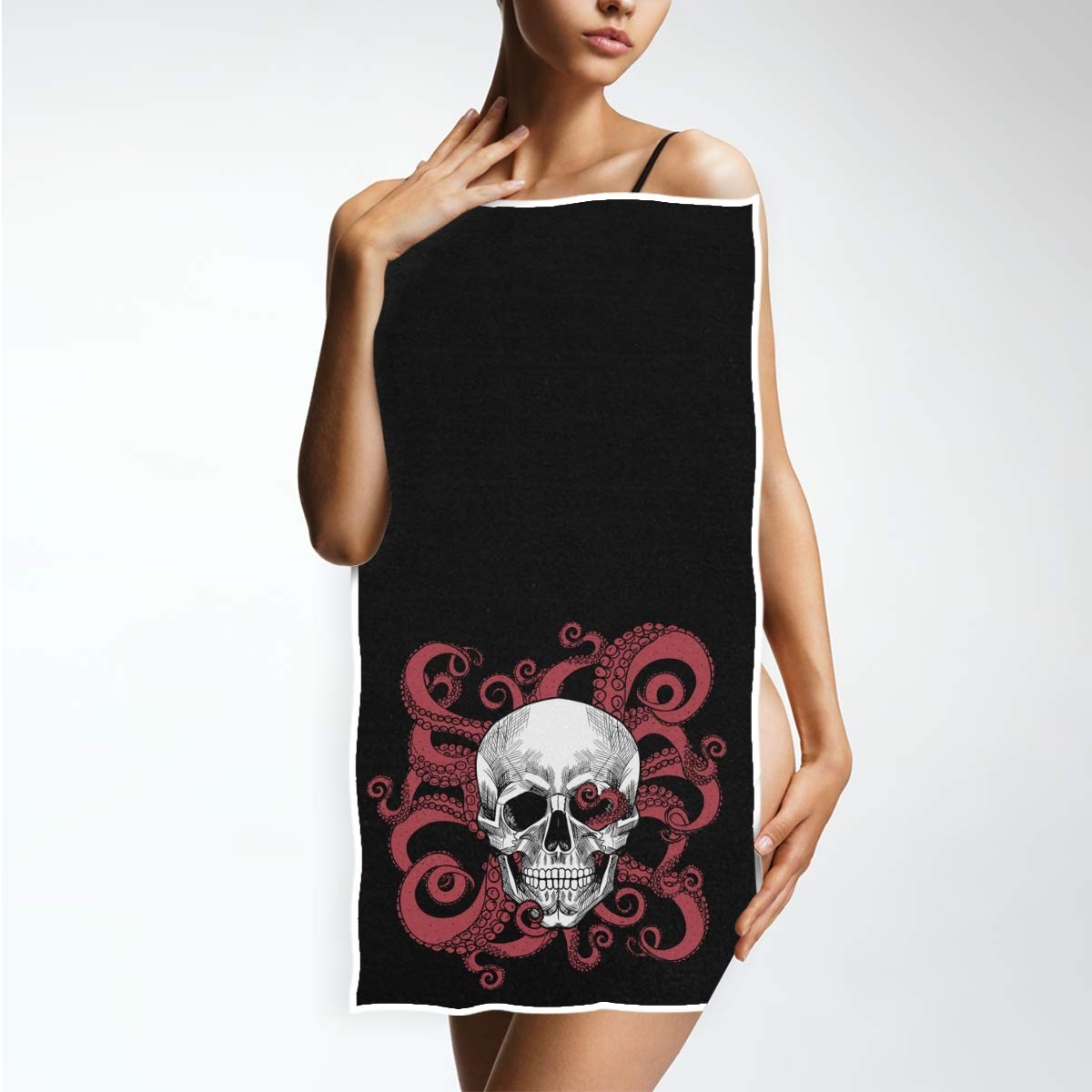 Skull & Octopus Tentacles Cotton Hand Towel - Super Absorbent, Lightweight Bath & Gym Towel 15
