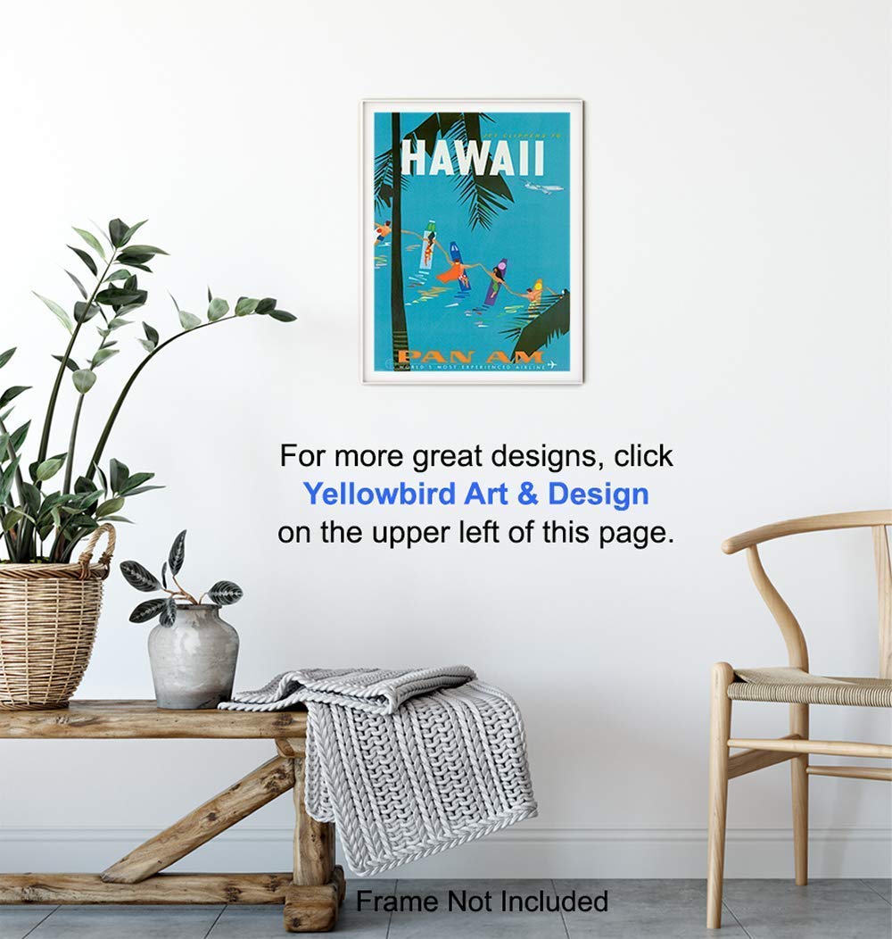 Hawaii Travel Poster Wall Art Print - Tropical Hawaiian Home Decor for Beach House, Bedroom, Bathroom & Living Room - Perfect Gift Idea - 8x10 Unframed Photo - Ideal for Vacation Vibes, Coastal Decor & Tropical Theme Rooms