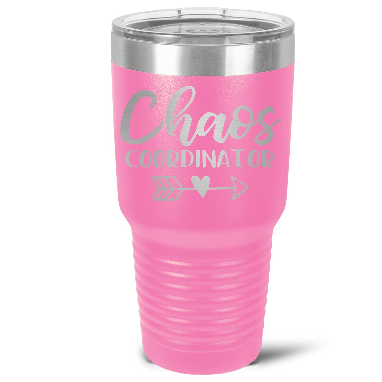Chaos Coordinator Stainless Steel Tumbler 30 oz - Insulated Travel Mug with Lid & Straw - Leakproof & Sweatproof - Perfect for Office, Gym, Hiking (Pink)