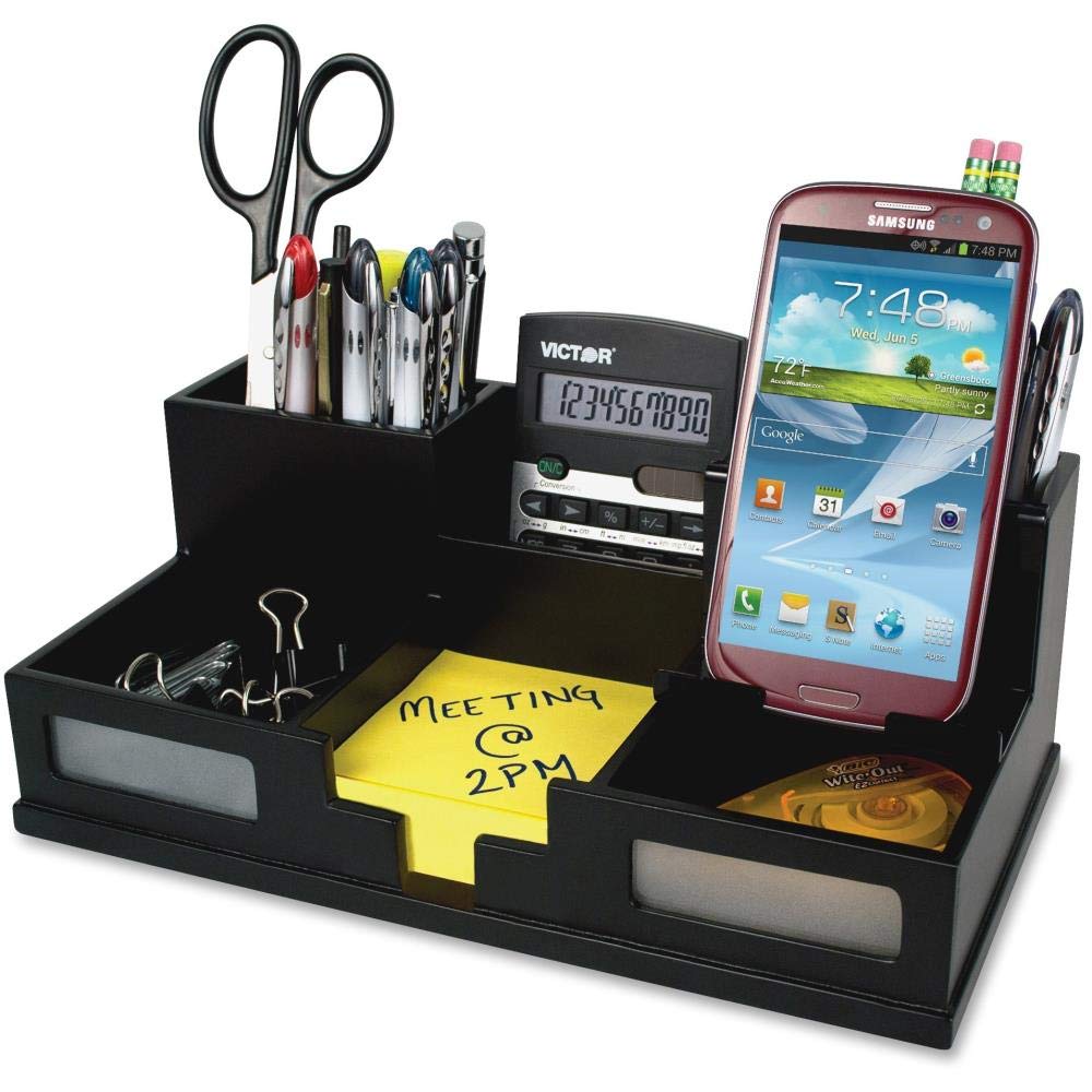 Victor VCT95255 Black Phone Holder Desk Organizer - 1 Pack - Perfect for Office, Home & Car Use to Keep Your Devices Organized