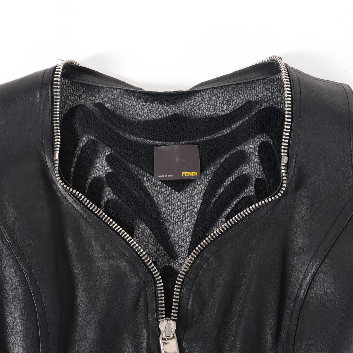 Fendi Black Leather Sleeveless Midi Dress with Zipper Detail - Perfect for Evening Parties, Date Nights & Special Occasions