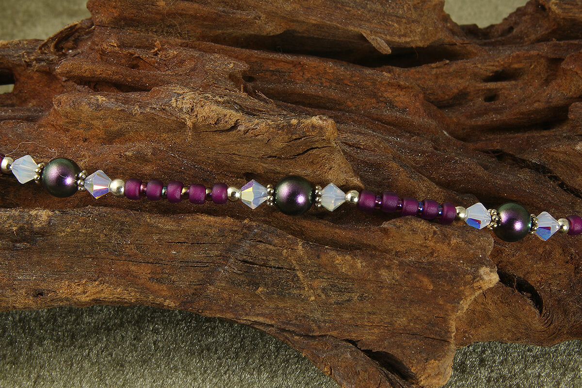 Clematis Purple Opal Beaded Anklet - Elegant Bohemian Jewelry for Women | Perfect for Summer Outfits, Beach Vacations & Festival Wear