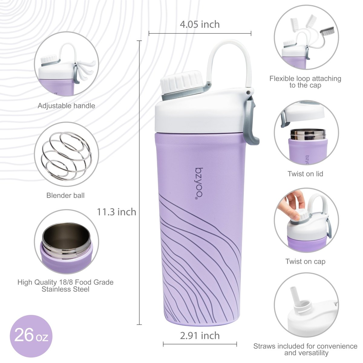 26oz Stainless Steel Double Wall Insulated Tumbler Cup - Organica Purple | Leakproof & Sweatproof | Keeps Drinks Hot/Cold for Hours | Perfect for Coffee, Tea, Water & Outdoor Activities
