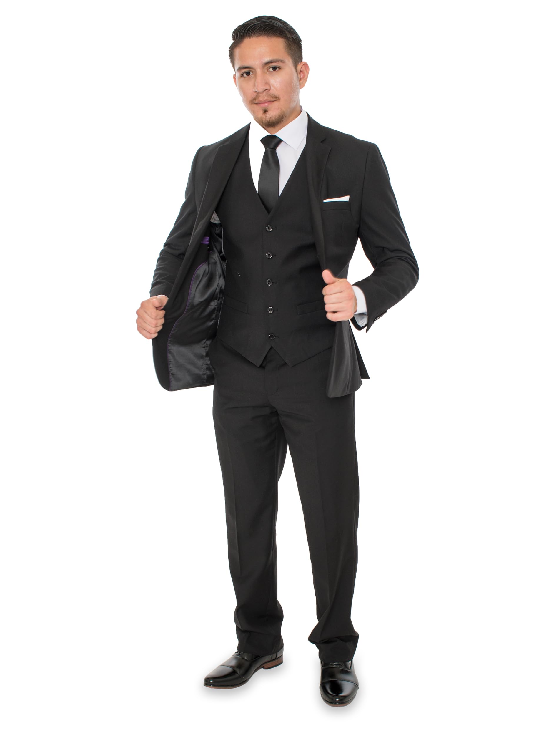 Stylish Men's Black Two-Button Three-Piece Suit | Formal Business Attire | Perfect for Weddings, Office & Special Occasions
