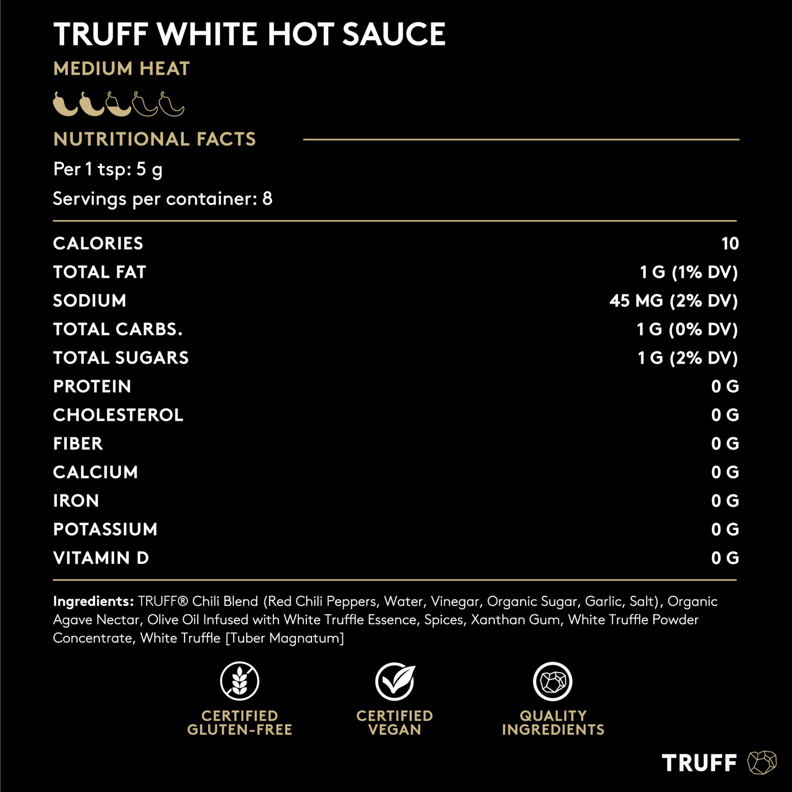 TRUFF White Truffle Hot Sauce 4-Pack Mini Bottles (1.5 oz Each) - Gourmet Truffle & Red Chili Pepper Sauce with Coriander - Perfect for Travel, Gifts & Hot Sauce Lovers - Great for Burgers, Pasta & Pizza